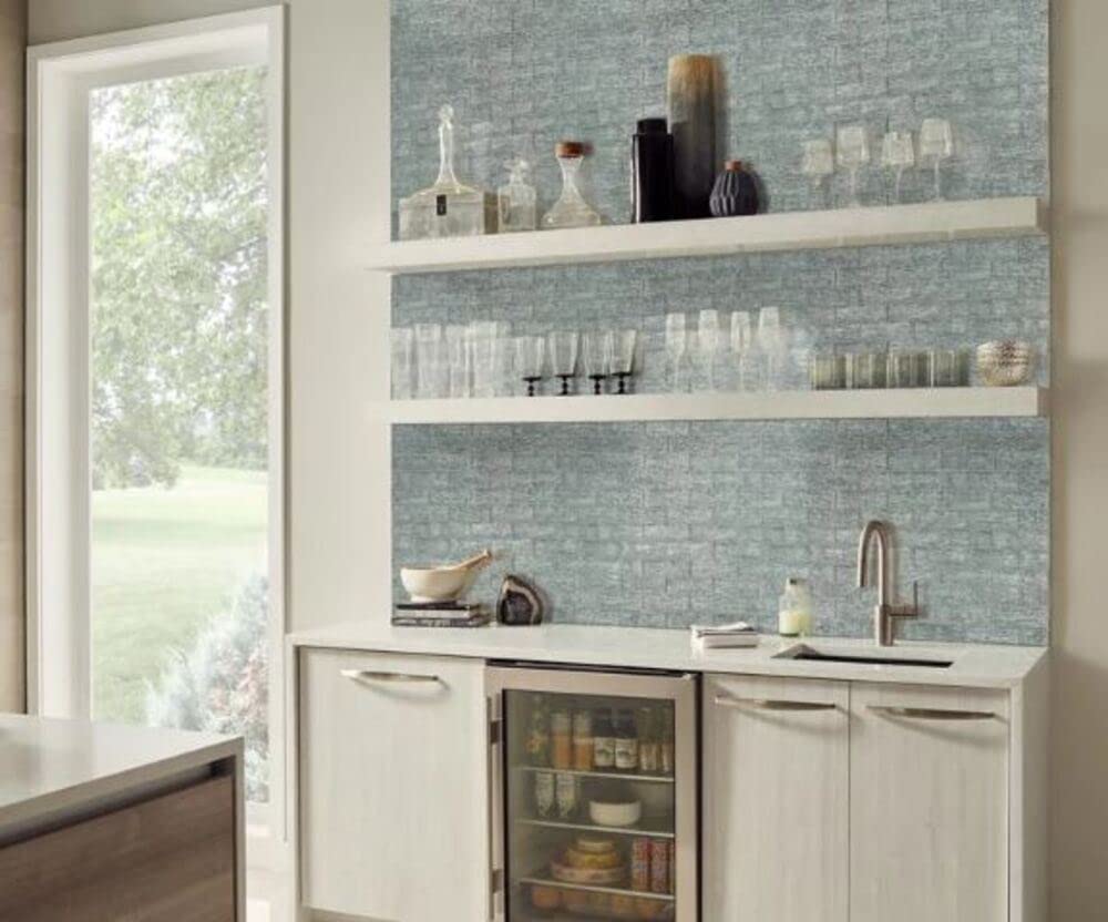 TDMS-CHL-135 Glitter Silver Textured 2x6 Inch Glass Mosaic Wall Tile - 5 Sheet Pack Set for Kitchen Backsplash, Bathroom Decor, Accent Wall & Home Improvement Projects
