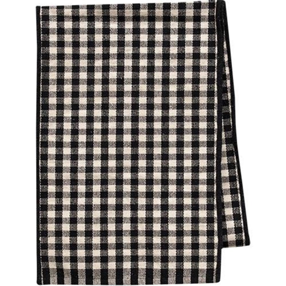 Eco-Friendly Black & White Checkered Woven Cotton Runner Rug - 18x9 Feet - Recycled Material - Perfect for Hallway, Kitchen, or Entryway Decor