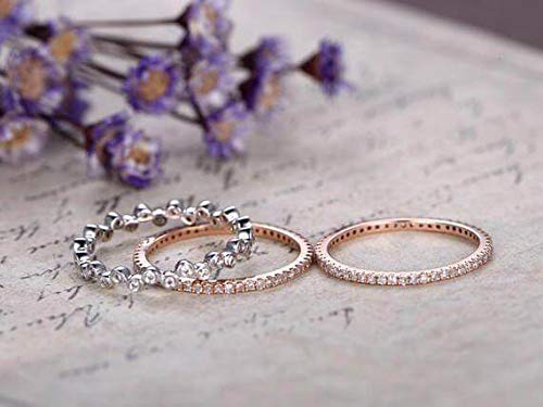 1.50 Carat 3-Piece Wedding Ring Set - 18k Gold Plated Stackable Bridal Band for Engagement, Anniversary & Everyday Wear
