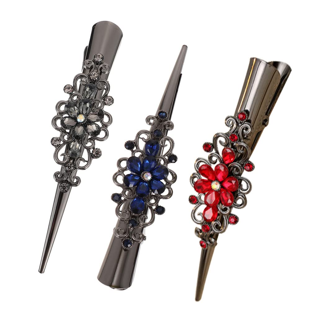 3pcs Vintage Hair Clips for Women & Girls - Retro Hair Tying & Sectioning Clips - Perfect for Styling, Braiding, and Salon Use