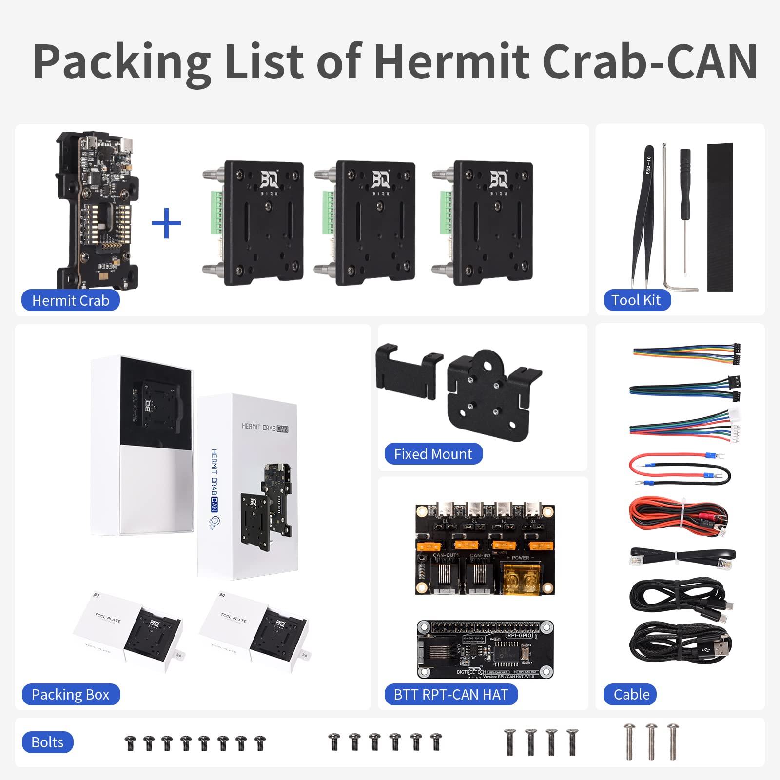 BIQU Hermit Crab CAN Quick Extruder Changer Tool - Rapid Nozzle Replacement for 3D Printers - Compatible with Ender 3, BIQU H2, Laser Cutters & Clay Extruders - Perfect for 3D Printing, CNC Engraving & DIY Projects