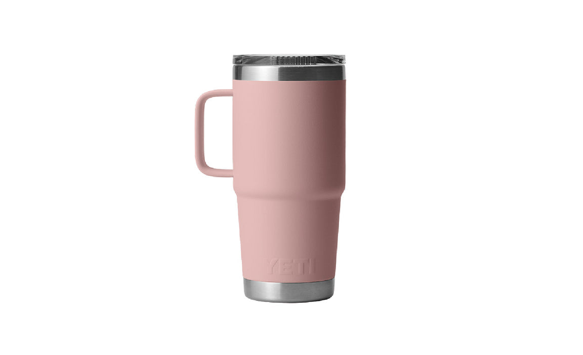 Yeti Rambler 20 oz Stainless Steel Travel Mug with Lid - Sandstone Pink - Insulated Tumbler for Hot & Cold Beverages - Perfect for Coffee, Tea, Water on the Go, Camping, Office & Commuting