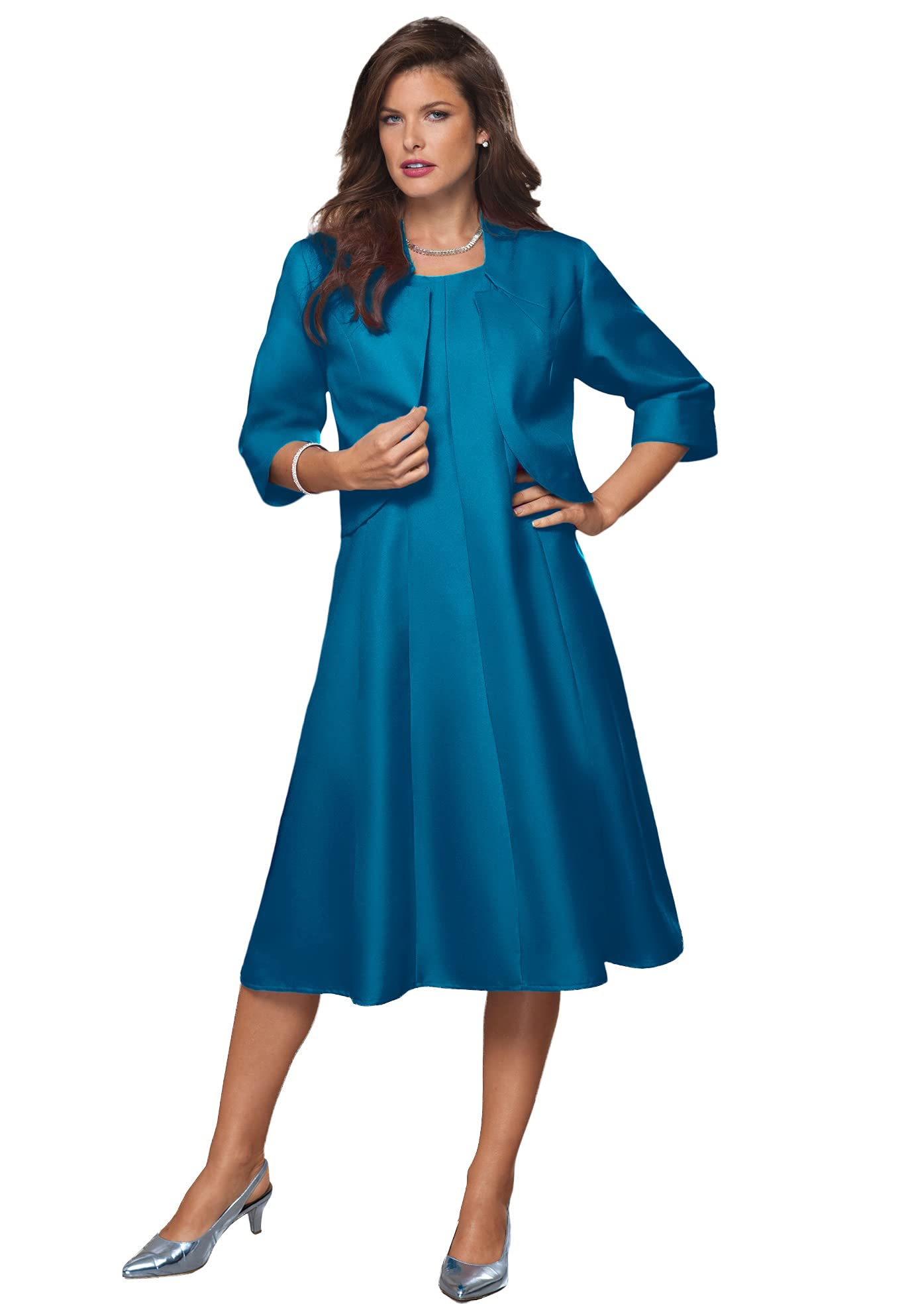 Roaman's Women's Plus Size Fit-and-Flare Jacket Dress - Stylish & Comfortable Casual Wear for Work, Date Night & Special Occasions