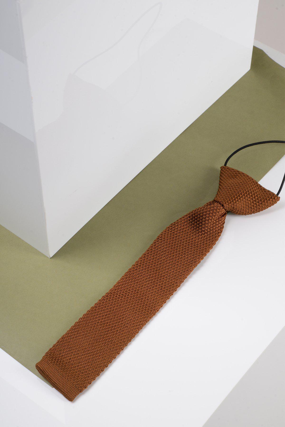 Kids' Rust-Colored Knitted Tie - Stylish & Comfortable for School, Parties & Formal Events