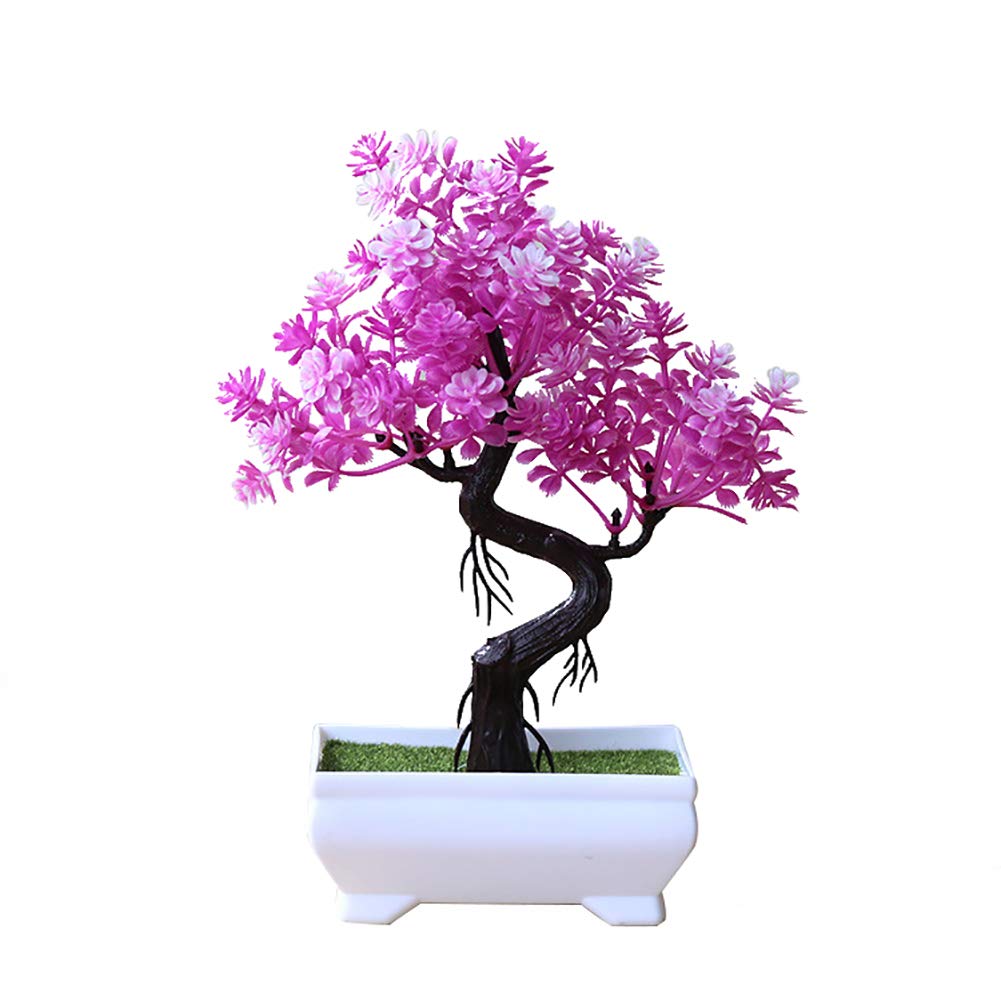 Artificial Bonsai Tree - Realistic Fake Potted Plant for Home Decor, Office, Bathroom, Kitchen, Bookshelf & Garden | Rose Red Simulation Plant for Table Centerpieces & Indoor Greenery