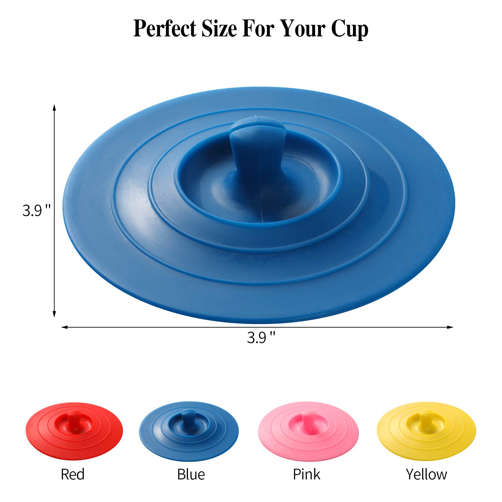Silicone Cup Covers Set of 4 - Reusable Multicolor Silicone Lids for Mugs, Tea Pots & Coffee Cups - Flexible Hot Drink Lids - Perfect for Coffee, Tea, Travel & Home Use