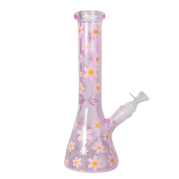 Premium Daisy Glass Bong - Thick Beaker Base Water Pipe for Smoking | Portable & Durable Design | Perfect for Home Use, Parties, and Travel