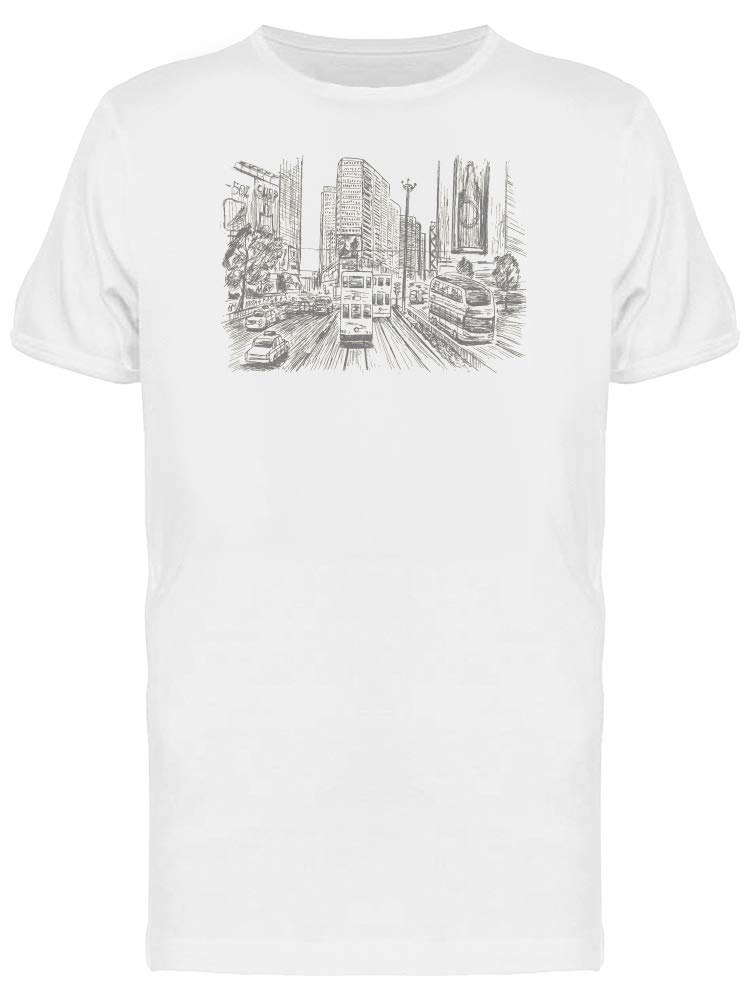 Cool Hong Kong City Sketch T-Shirt for Men - Urban Streetwear Graphic Tee for Casual Wear & Travel Outfits