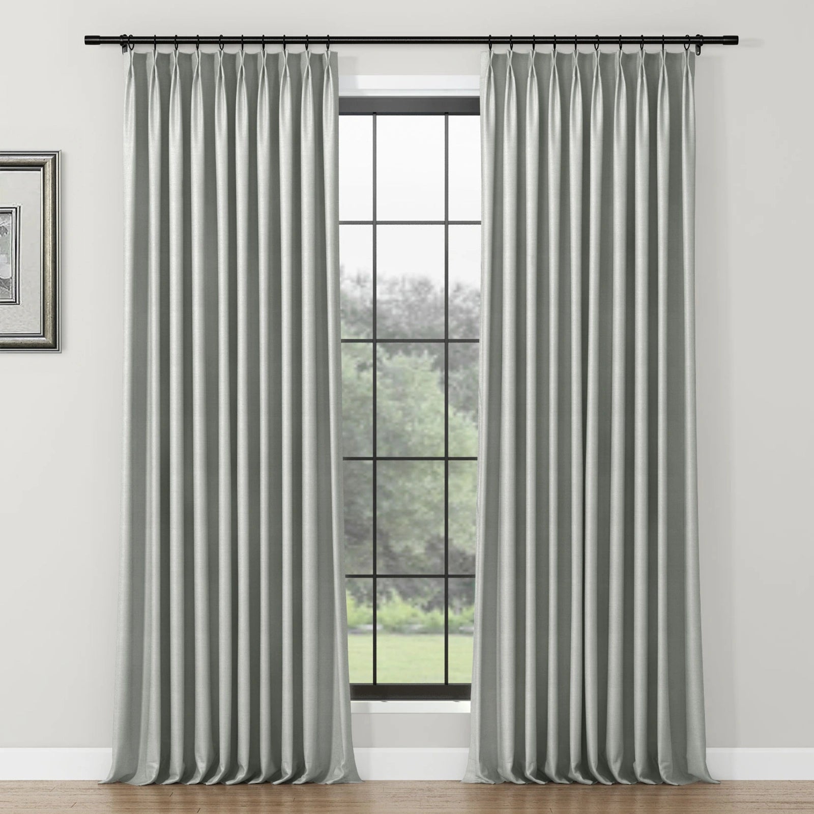 Lydia Plants Jacquard Curtain Pleated - Elegant Floral Print Blackout Drapes for Living Room, Bedroom & Nursery - Home Decor Window Treatments for Privacy & Light Control