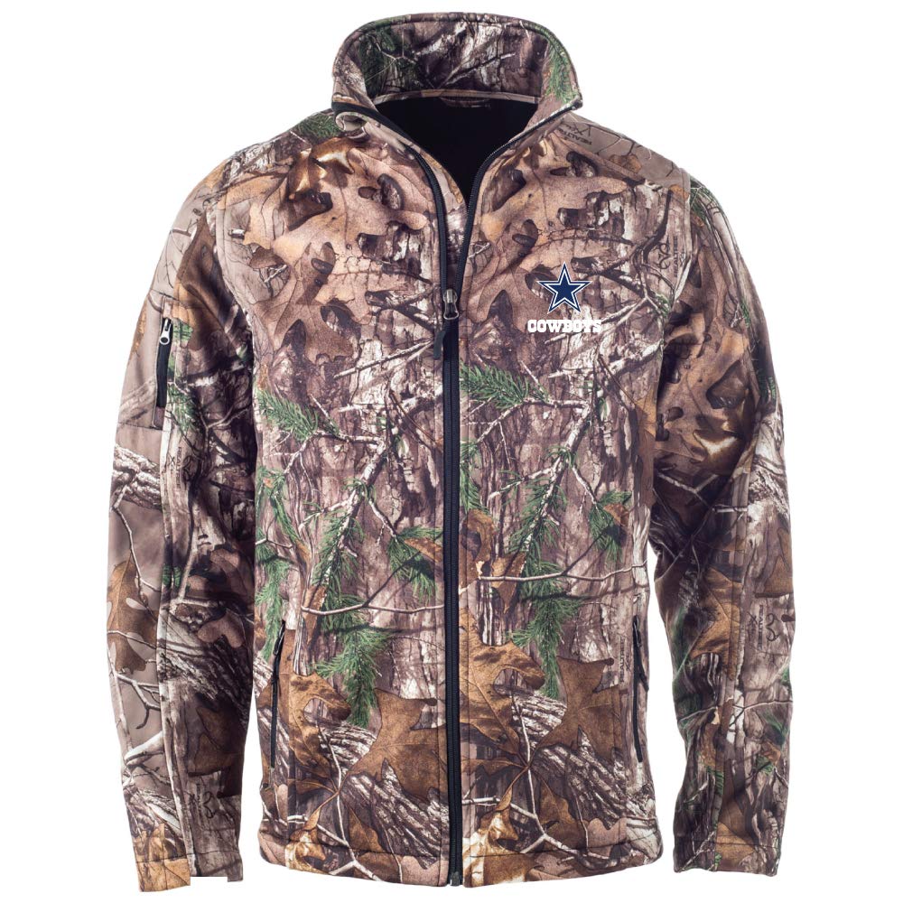 Dunbrooke Apparel NFL Huntsman Realtree Xtra Camouflage Softshell Jacket for Men - Waterproof Windproof Hunting Jacket for Outdoor Sports & Cold Weather