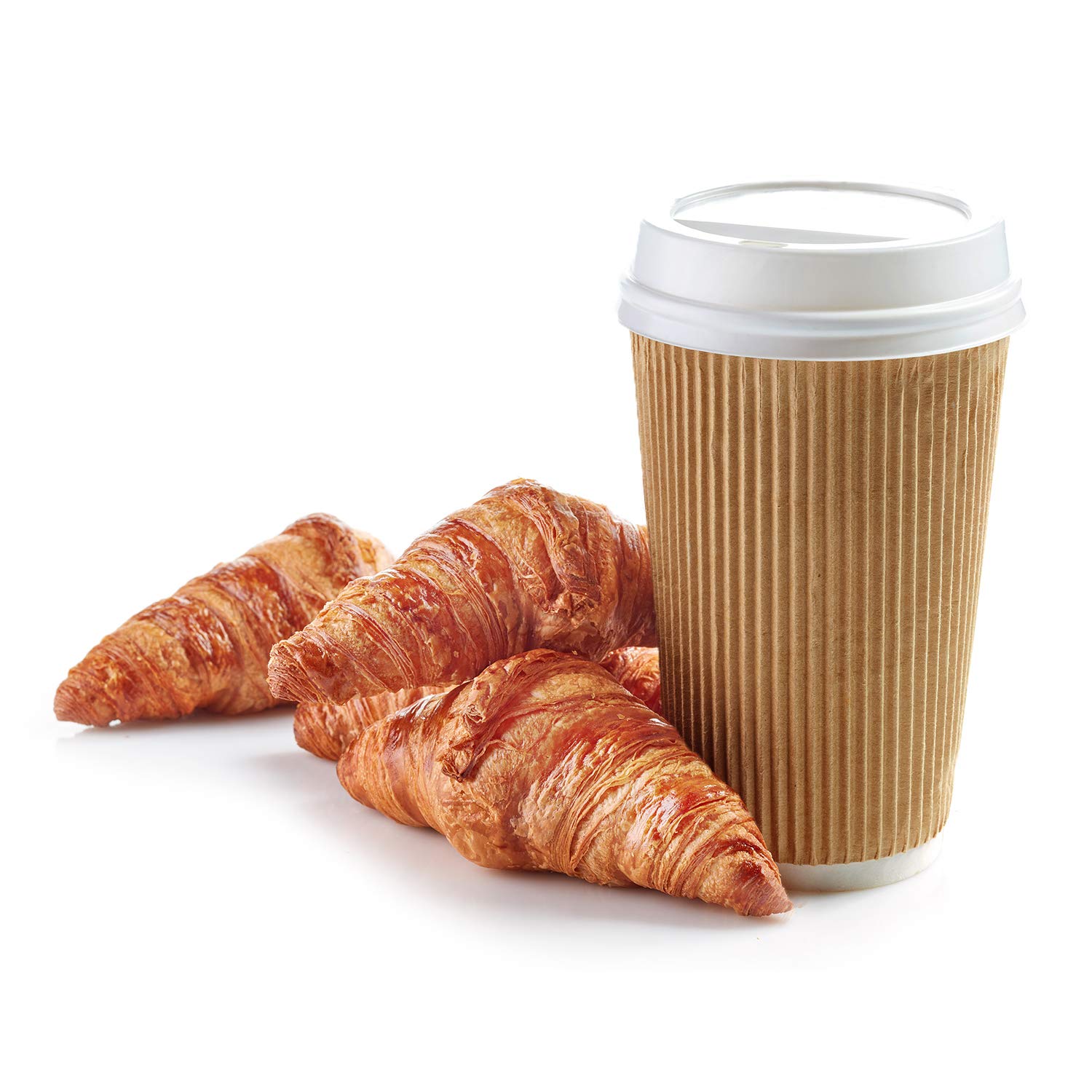 250 Pack 16 oz Insulated Kraft Ripple Paper Hot Cups with Lids - Disposable Coffee Cups for Hot Beverages, Perfect for Coffee Shops, Office Break Rooms & Travel Commutes