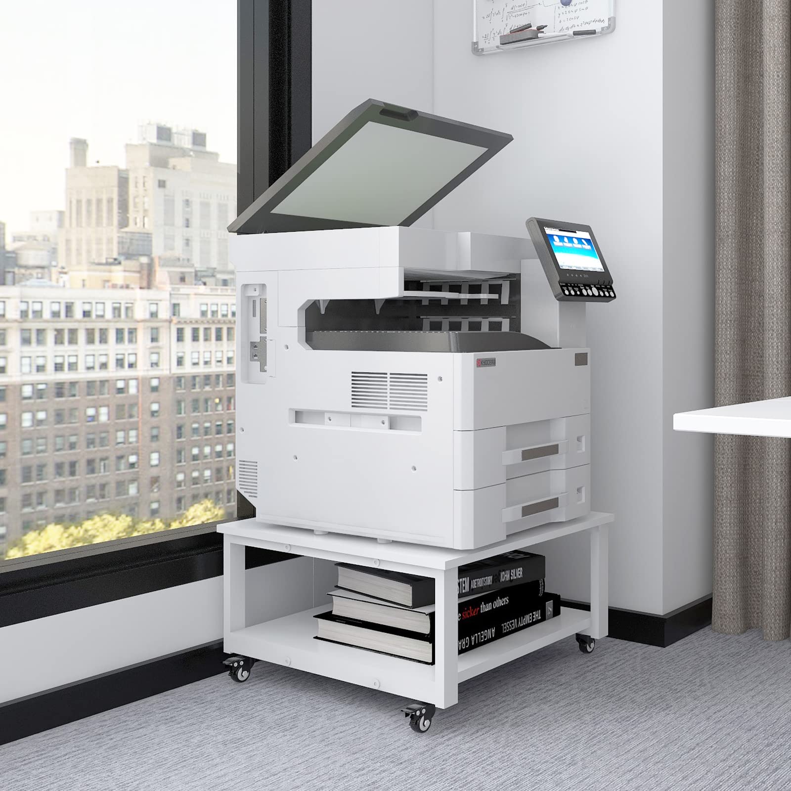 2-Tier Heavy Duty Rolling Laser Printer Stand with Paper Storage Shelf - 23.6