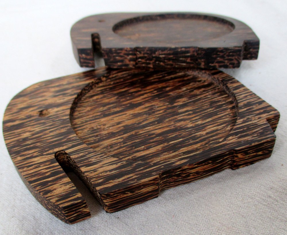 Eco-Friendly Elephant Coasters Set of 5 - Handmade Palm Wood Drink Coasters for Coffee Tables - Perfect for Home Decor, Housewarming Gifts & Bar Accessories