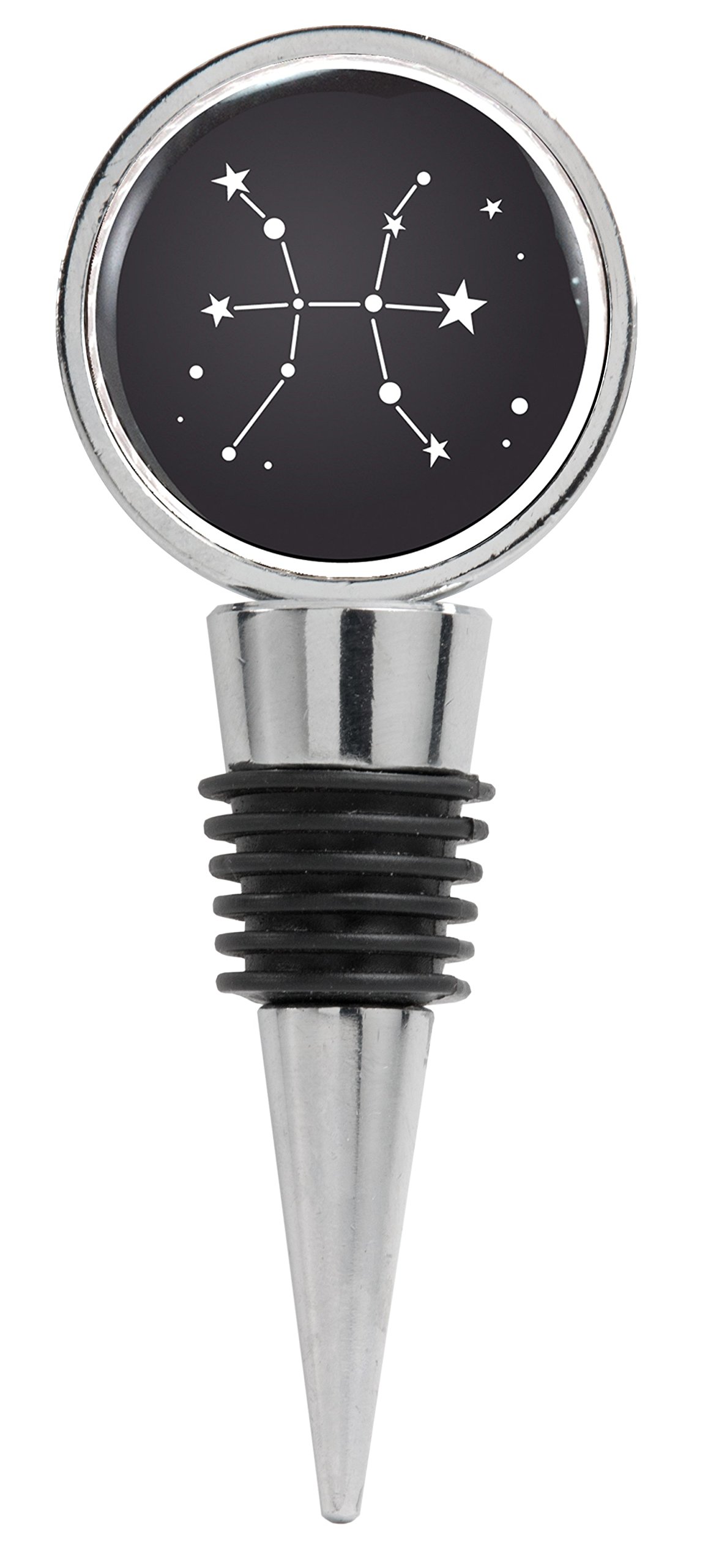 Black and White Zodiac Horoscope Pisces Wine Stopper - Perfect for Wine Lovers & Astrology Enthusiasts - Great for Gifts, Parties & Home Decor