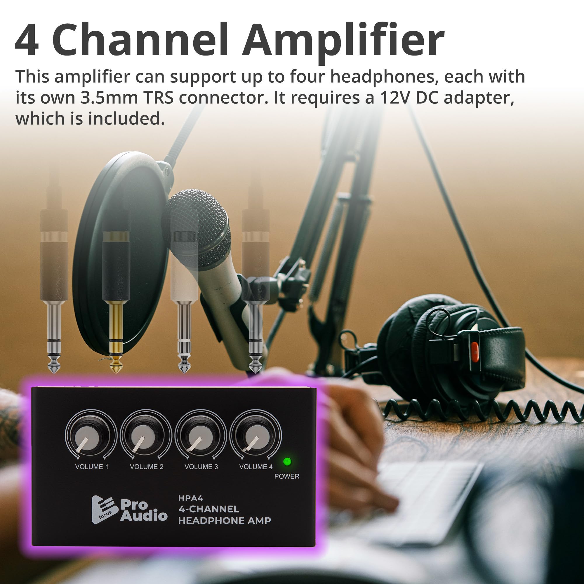 Beyerdynamic DT 990 PRO 250 Ohm Studio Headphones - Premium Over-Ear Headphones for Music Production, Gaming & Audio Mixing (Limited Edition Ninja Black) with 4-Channel Headphone Amplifier Bundle - Perfect for Home Studio, Podcasting & Professional Audio Work
