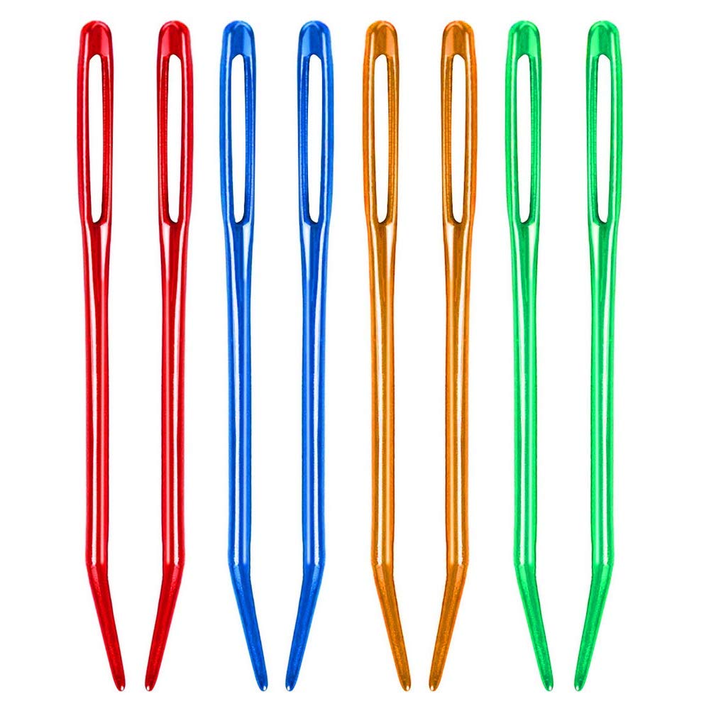 8Pcs Aluminum Tapestry Needles with Large Eyes - Blunt Yarn Needles, Jumbo Bent Darning Needles for Knitting, Crochet & Weaving - Perfect for Handicrafts, DIY Projects & Fabric Repair (Includes Storage Box)