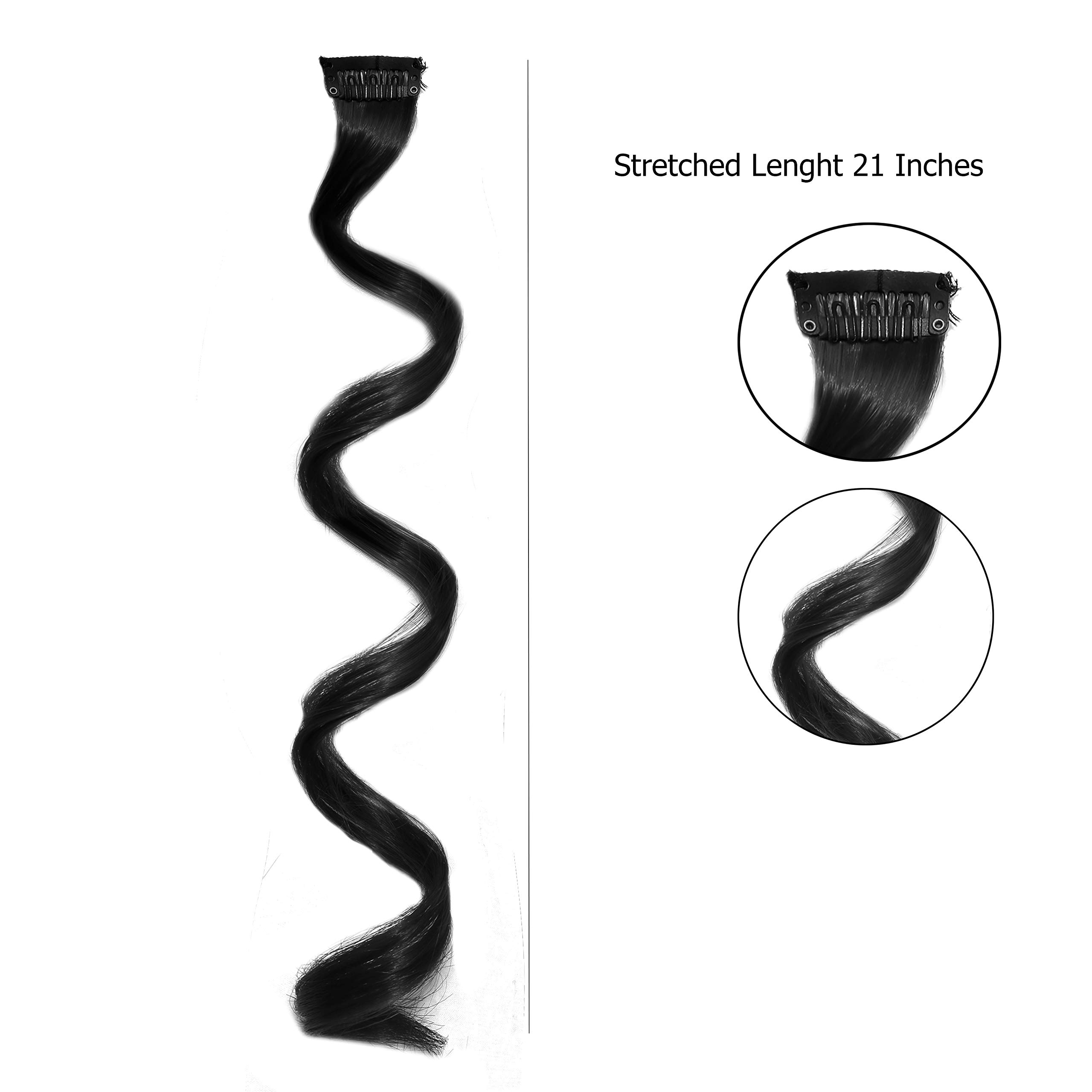 Rapidsflow® Colored Hair Extensions for Women & Girls - 4-Piece Set of Real Human Hair Highlights in Blue | Perfect for Parties, Cosplay & Fashion Styling