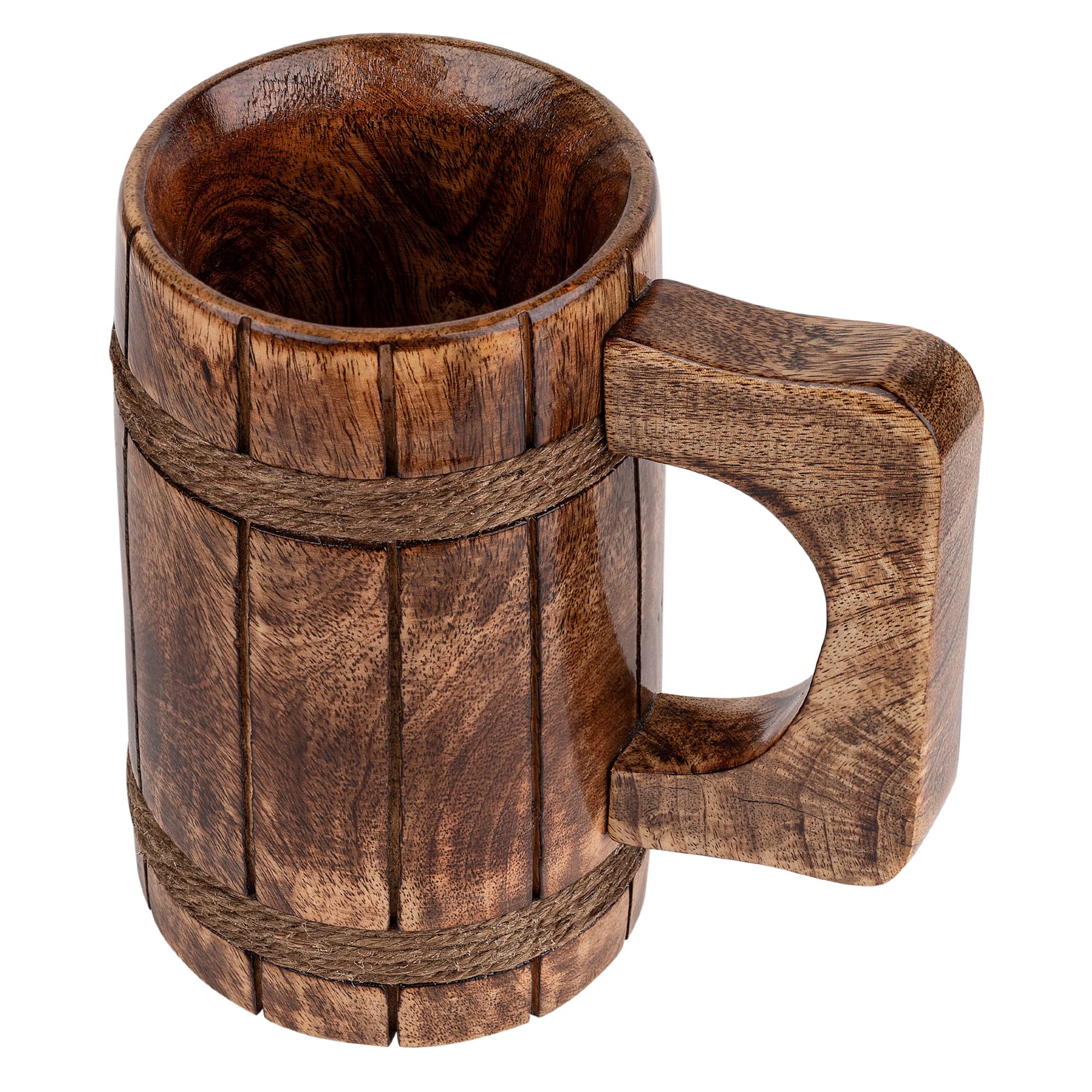 GoCraft Handmade Wooden Beer Mug - Burnt Wood Tankard for Men, Camping & Outdoor Use - Durable Drinking Stein for Beer, Coffee, Tea - Perfect for BBQs, Hiking & Gifts