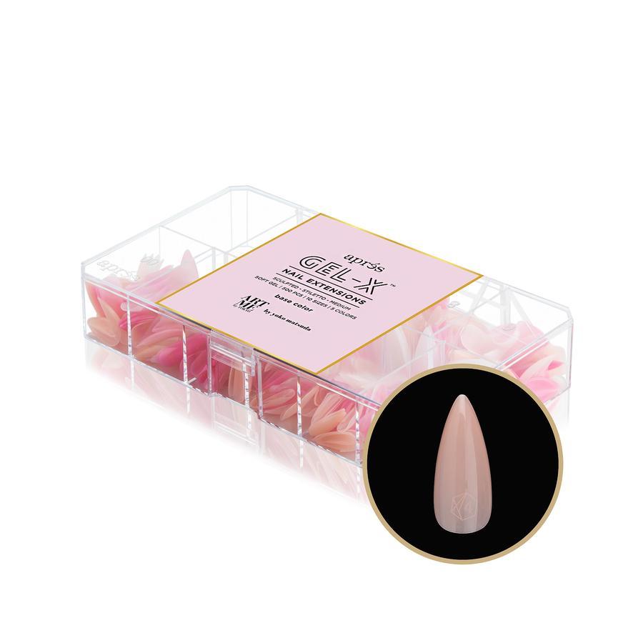 Apres Gel X Tips by Yoko - Sculpted Stiletto Medium Length Nail Extensions with Base Color | Perfect for Salon Quality Manicures & Nail Art Designs