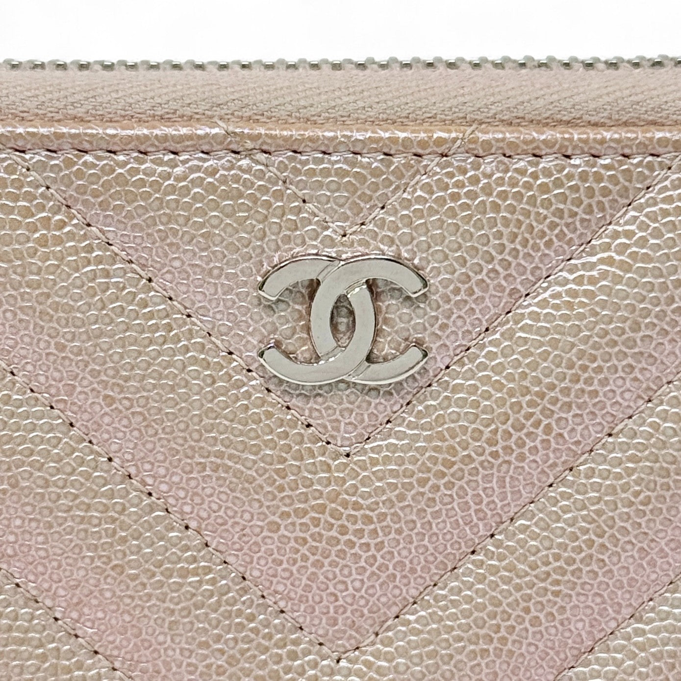 Chanel 17B Rose Gold Chevron Zip Wallet - Luxury Designer Wallet for Women | Perfect for Everyday Use, Travel & Special Occasions