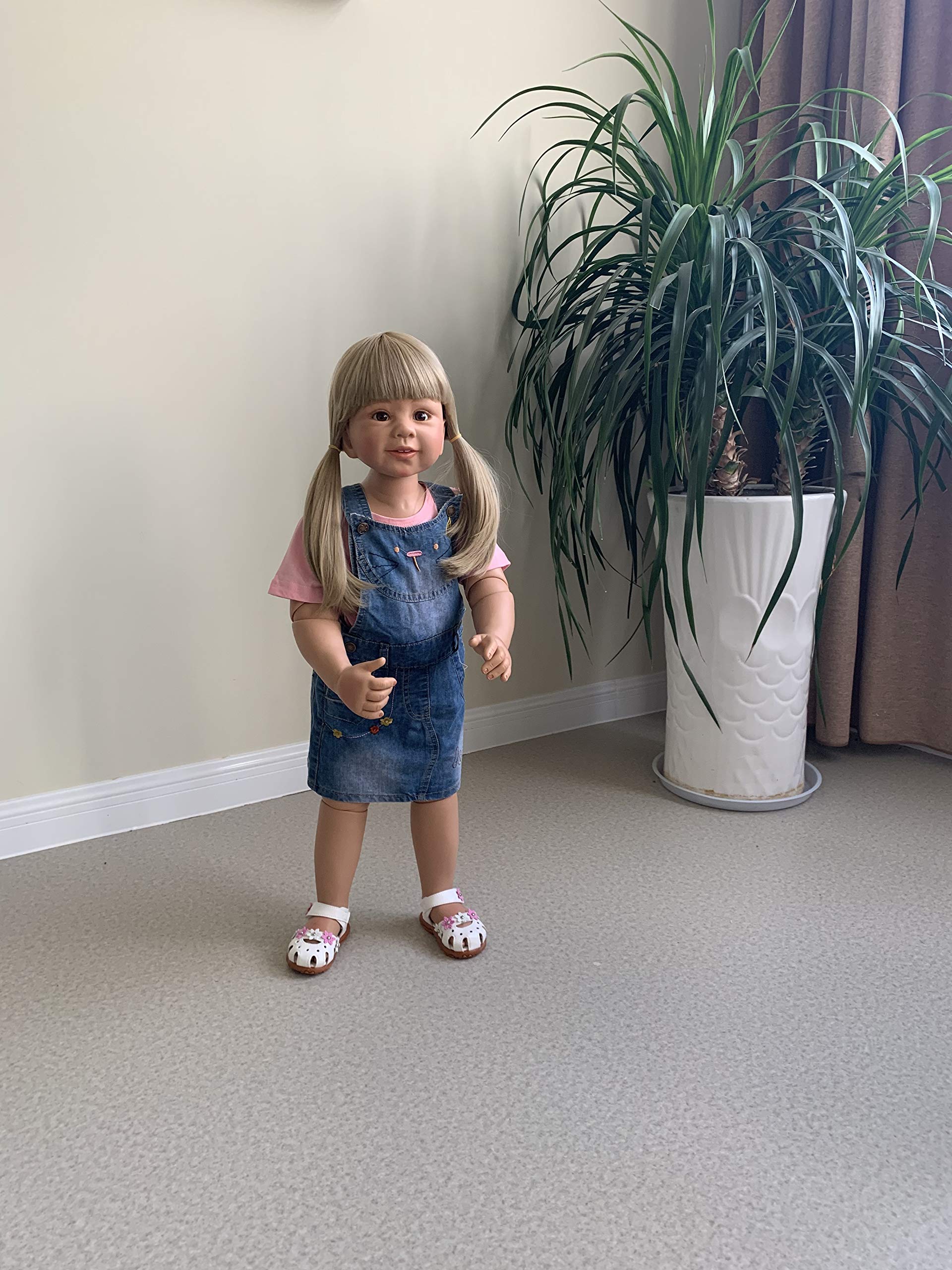 34 Inch Realistic Reborn Baby Doll - Lifelike Full Body Hard Vinyl Toddler Girl with Long Hair | 3 Year Old Dress Model | High Quality Collectible (No Girl Parts) | Perfect for Nursery Decor, Photography Props, and Gift Giving