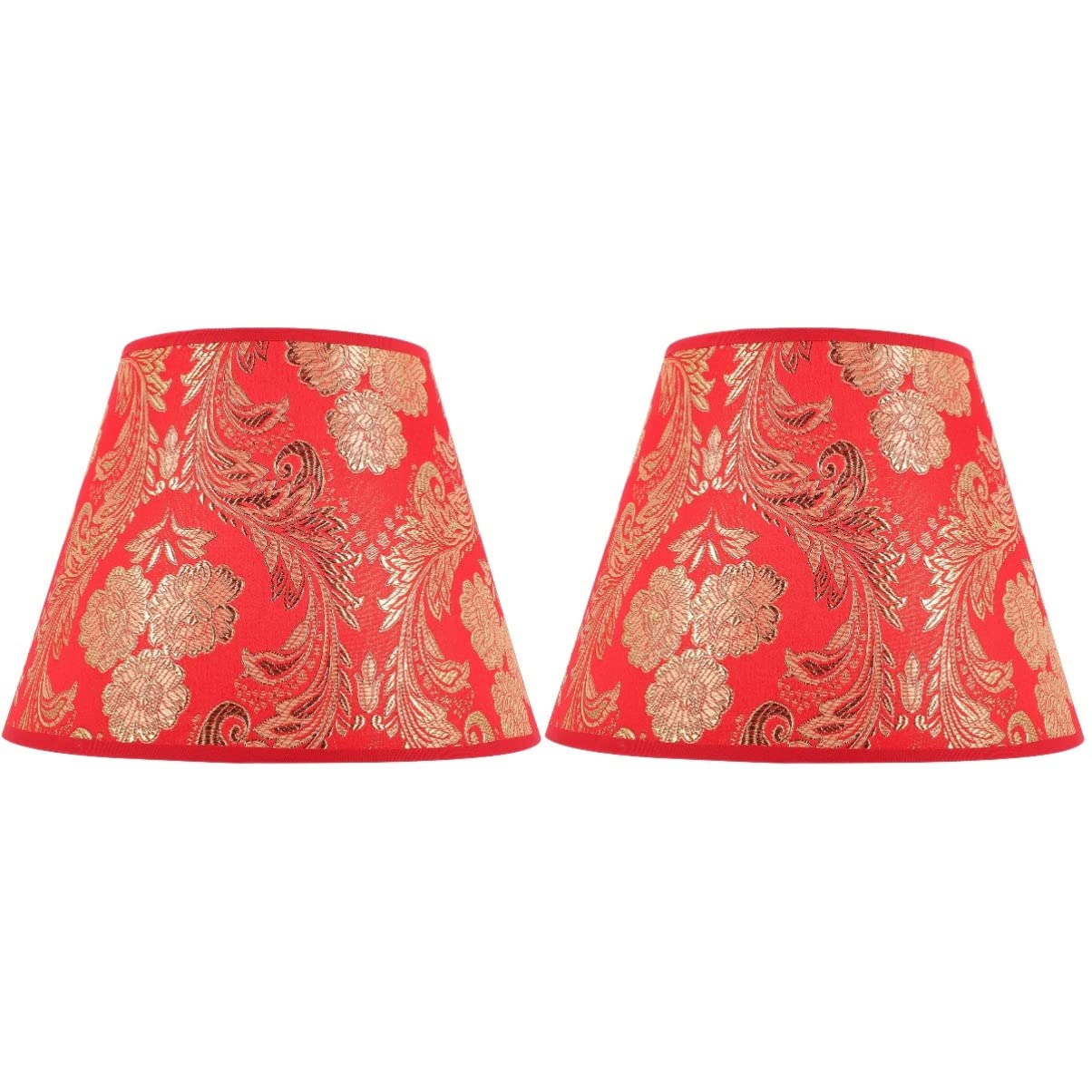 OSALADI Set of 2 Red & Gold Drum Lamp Shades - Table Lamps, Wall Lights & Pendant Lighting Fixtures | Perfect for Living Room, Bedroom & Dining Room Decor