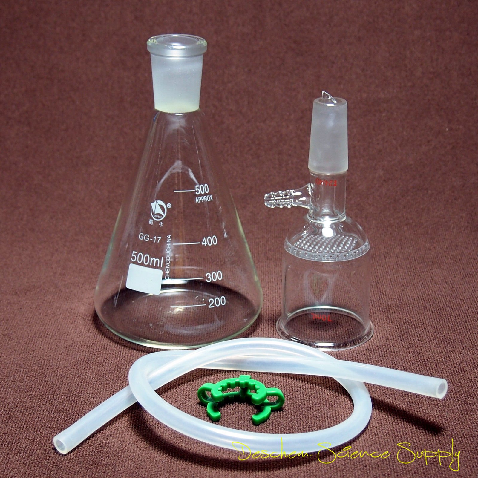 500ml 24/40 Suction Filtration Kit with 47mm Buchner Funnel & Glass Flask - Laboratory Grade Filtration System for Chemistry Experiments & Scientific Research