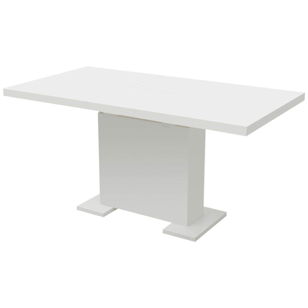 FAMIROSA Extendable Dining Table - Space Saving Pedestal Kitchen Table for Small Spaces, White | Perfect for Apartments, Living Rooms & Compact Homes