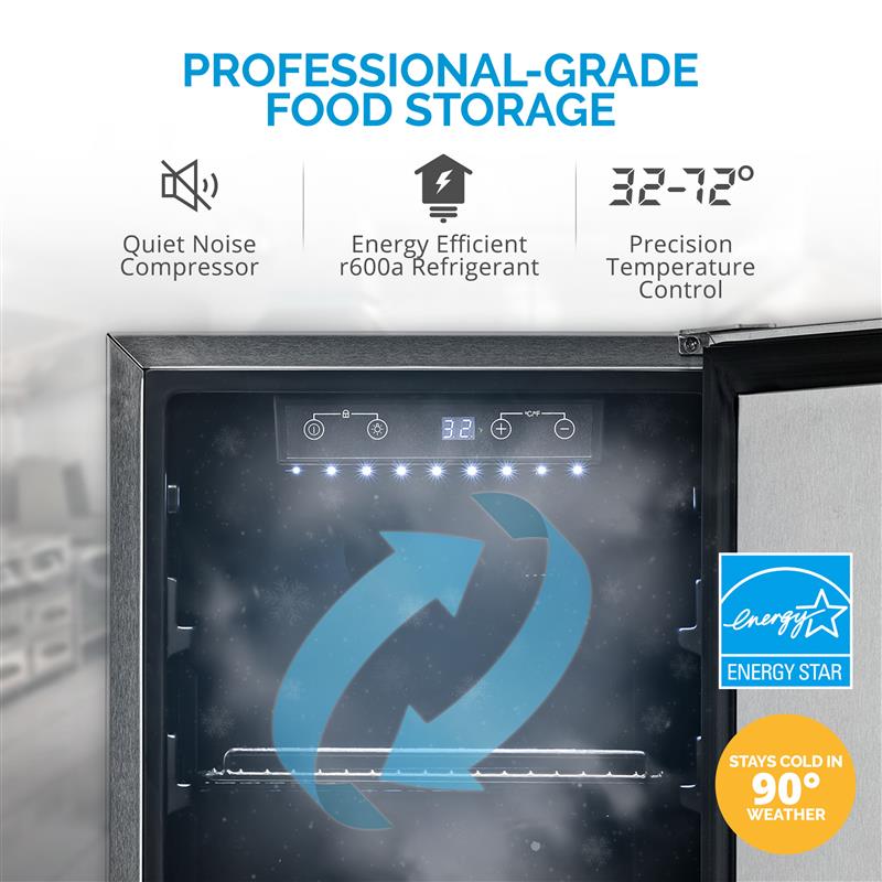 Newair® 15 3.2 Cu. Ft. Commercial Built-In Stainless Steel Beverage Refrigerator - Perfect for Restaurants, Bars, and Home Use