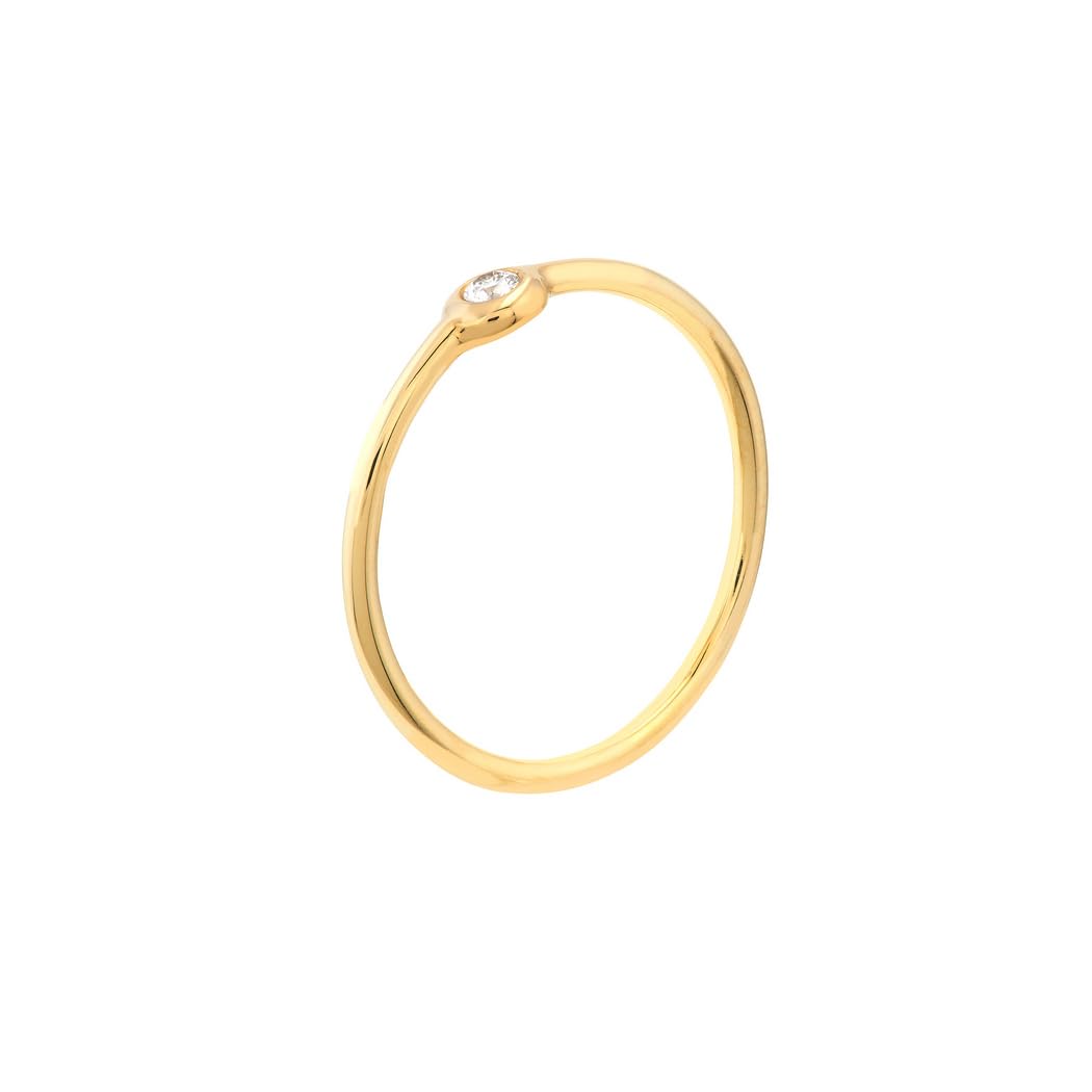 14K Gold Round Diamond Ring for Women - 0.030ct Rose/White/Yellow Gold Size 6-8 | Elegant Wedding, Engagement & Anniversary Jewelry Gift