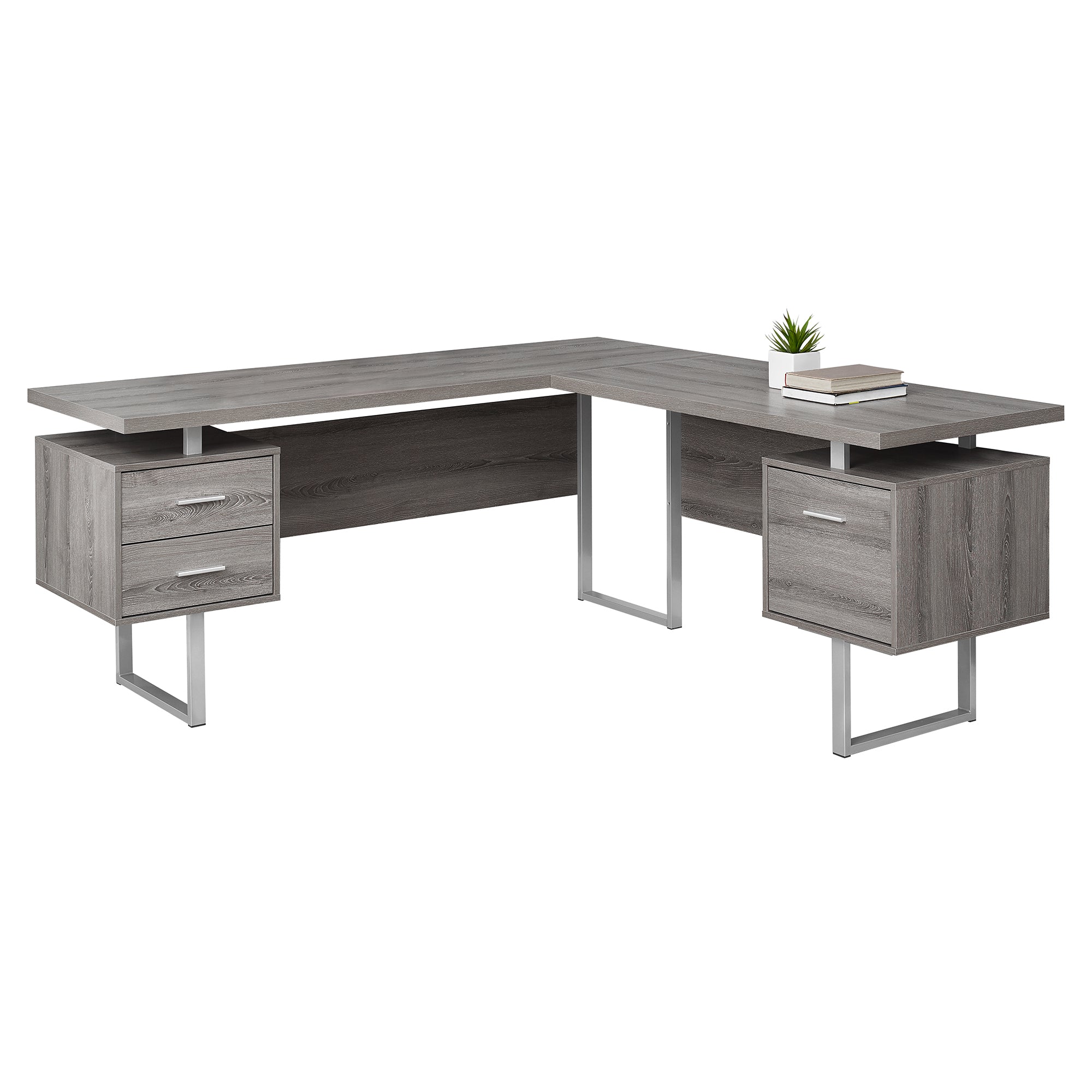 Office Series 70L Dark Taupe Left or Right Facing Executive Desk - Perfect for Home Office, Study Room & Workspace Organization