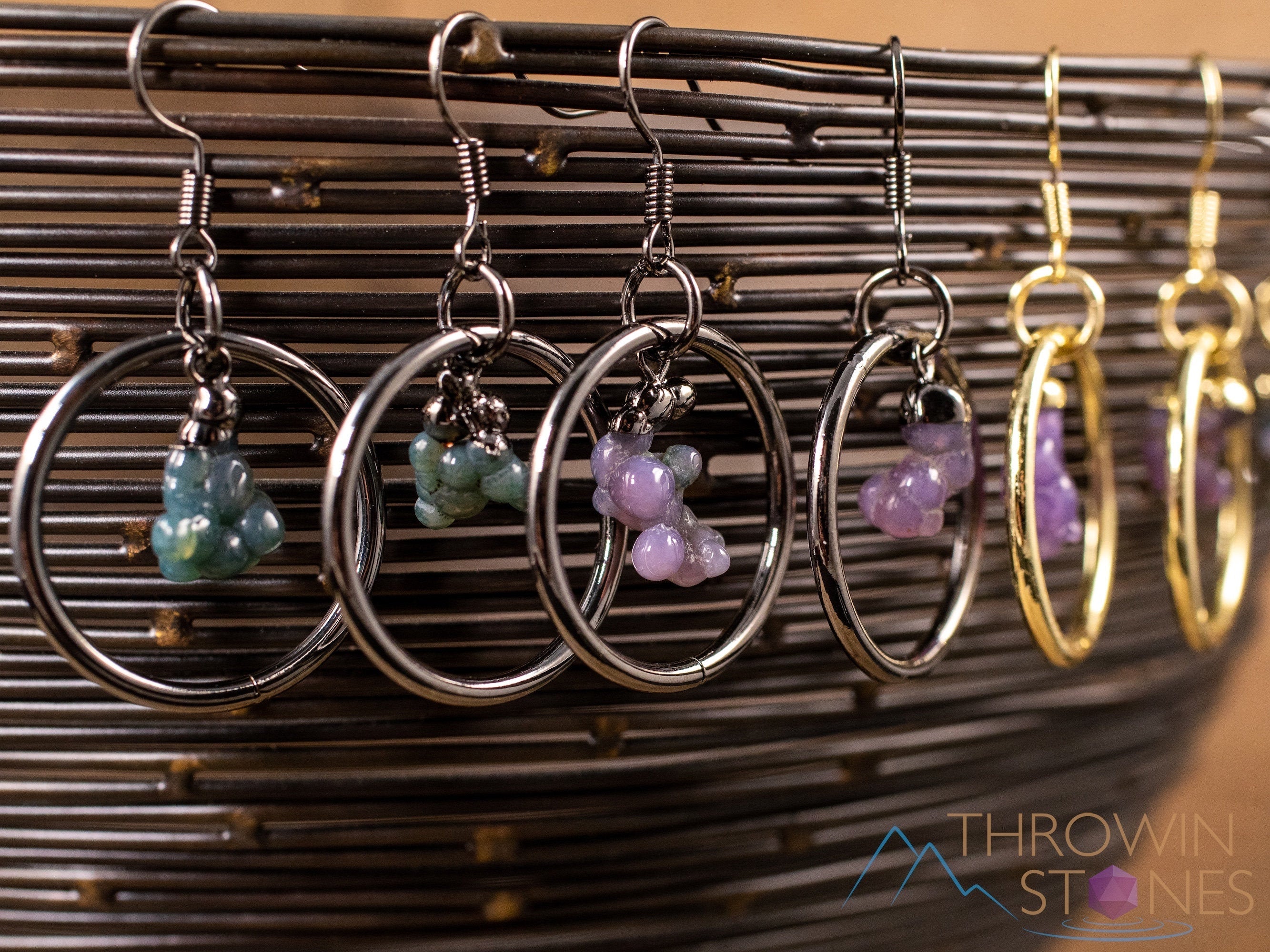 Grape Agate Crystal Hoop Earrings | Natural Gemstone Dangle Earrings | Handmade Jewelry for Women | Boho Chic Accessories | Perfect for Weddings, Parties & Everyday Wear (E1796)
