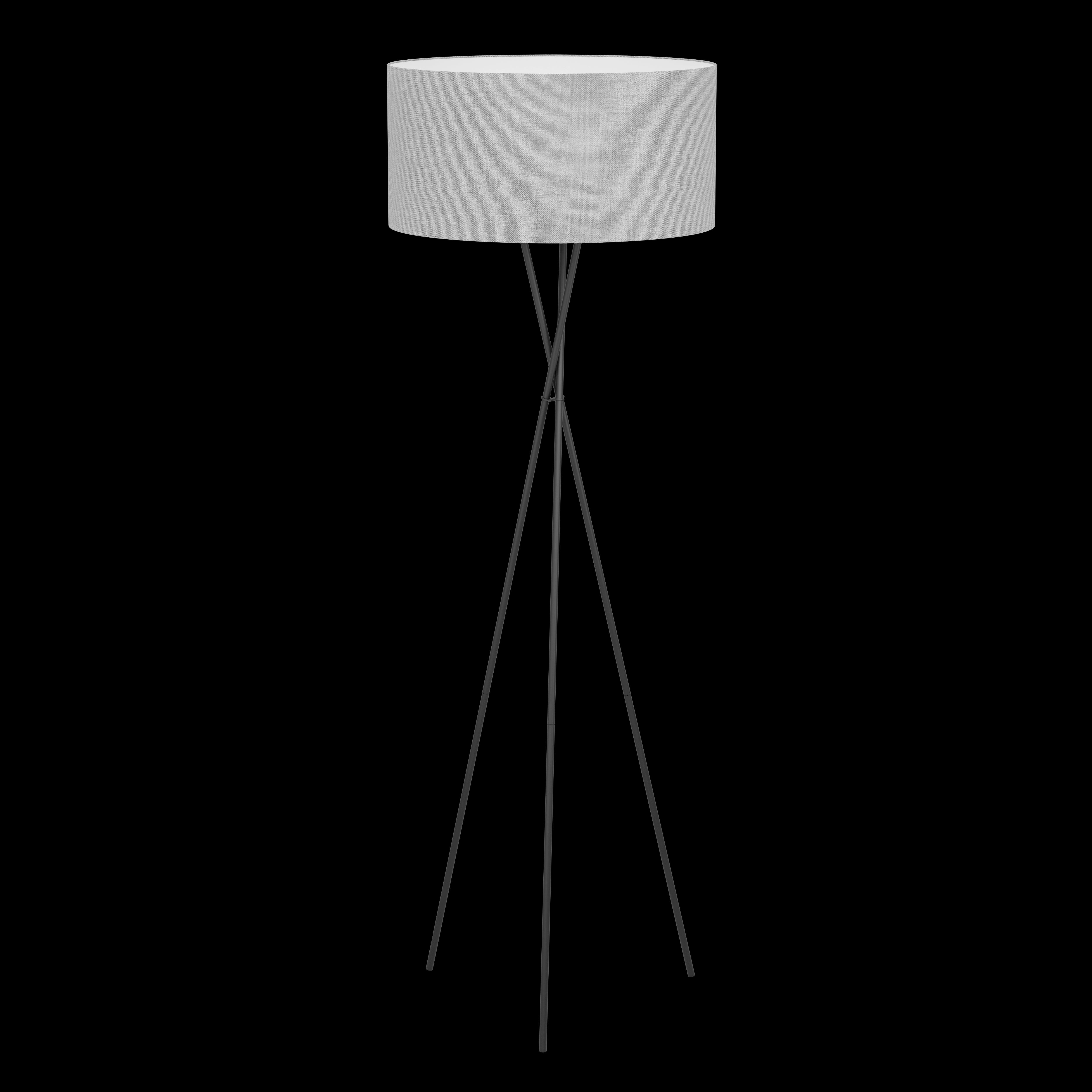 Eglo Fondachelli Black Tripod Floor Lamp with Grey Linen Shade - Modern Lighting for Living Room, Bedroom & Office Decor