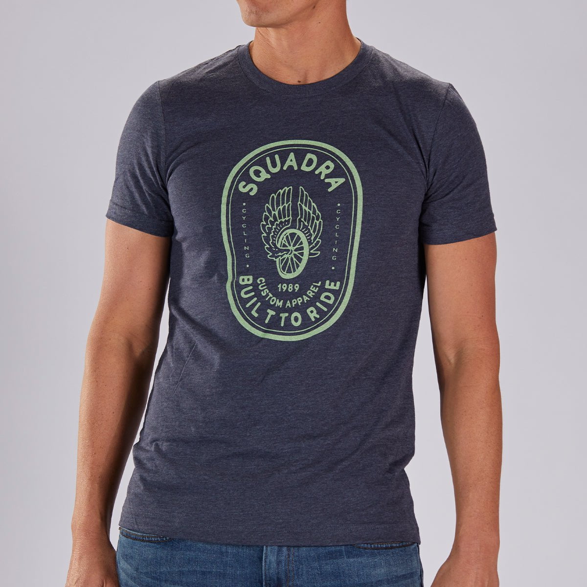 Limited Edition Men's Cotton T-Shirt with Squadra Patch - Heather Grey | Casual Streetwear, Gym & Everyday Wear