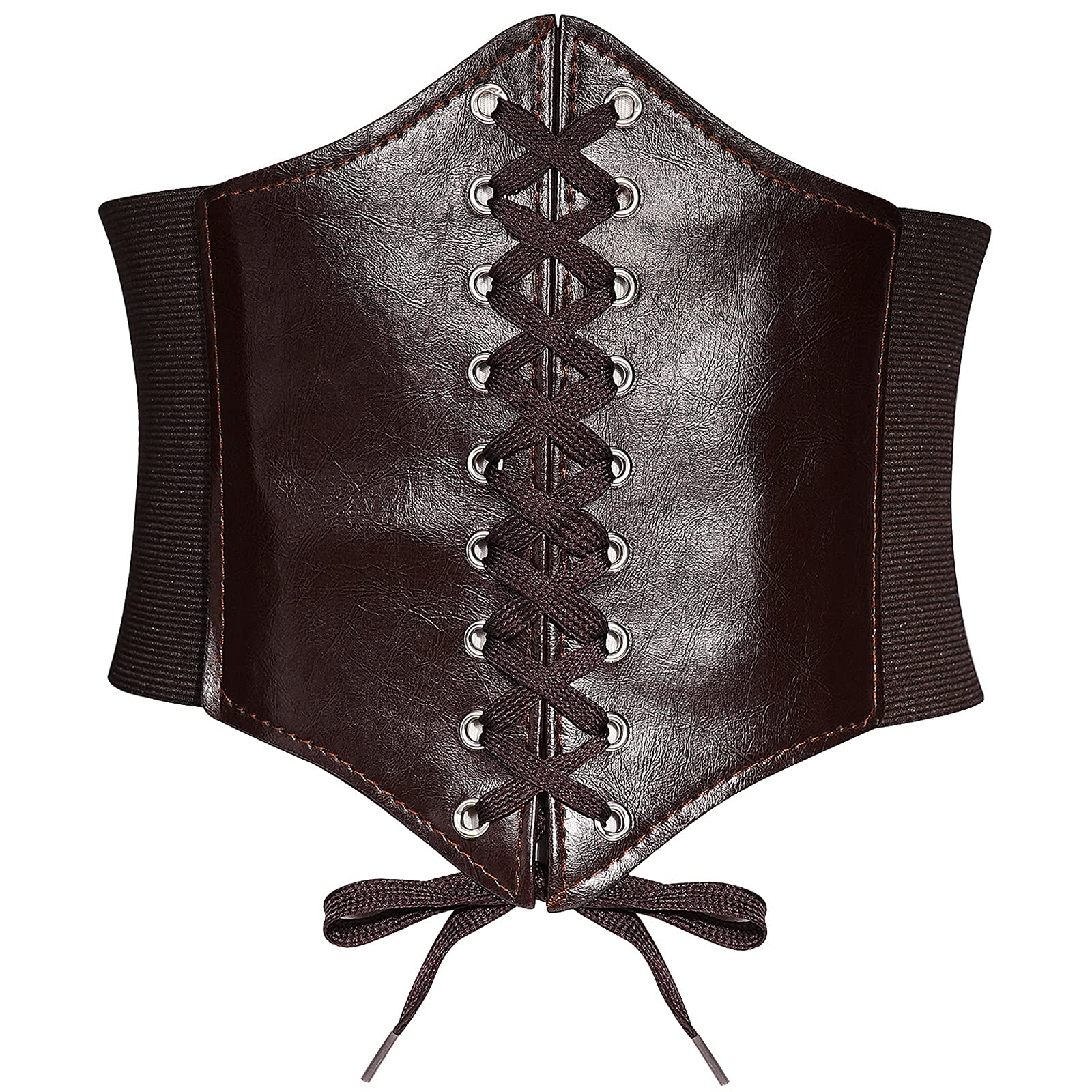 Women's Leather Corset Belt - Lace-Up Elastic Waist Cincher, Retro Wide Waistband for Dresses | Perfect for Vintage Outfits, Gothic Fashion & Costume Accessories