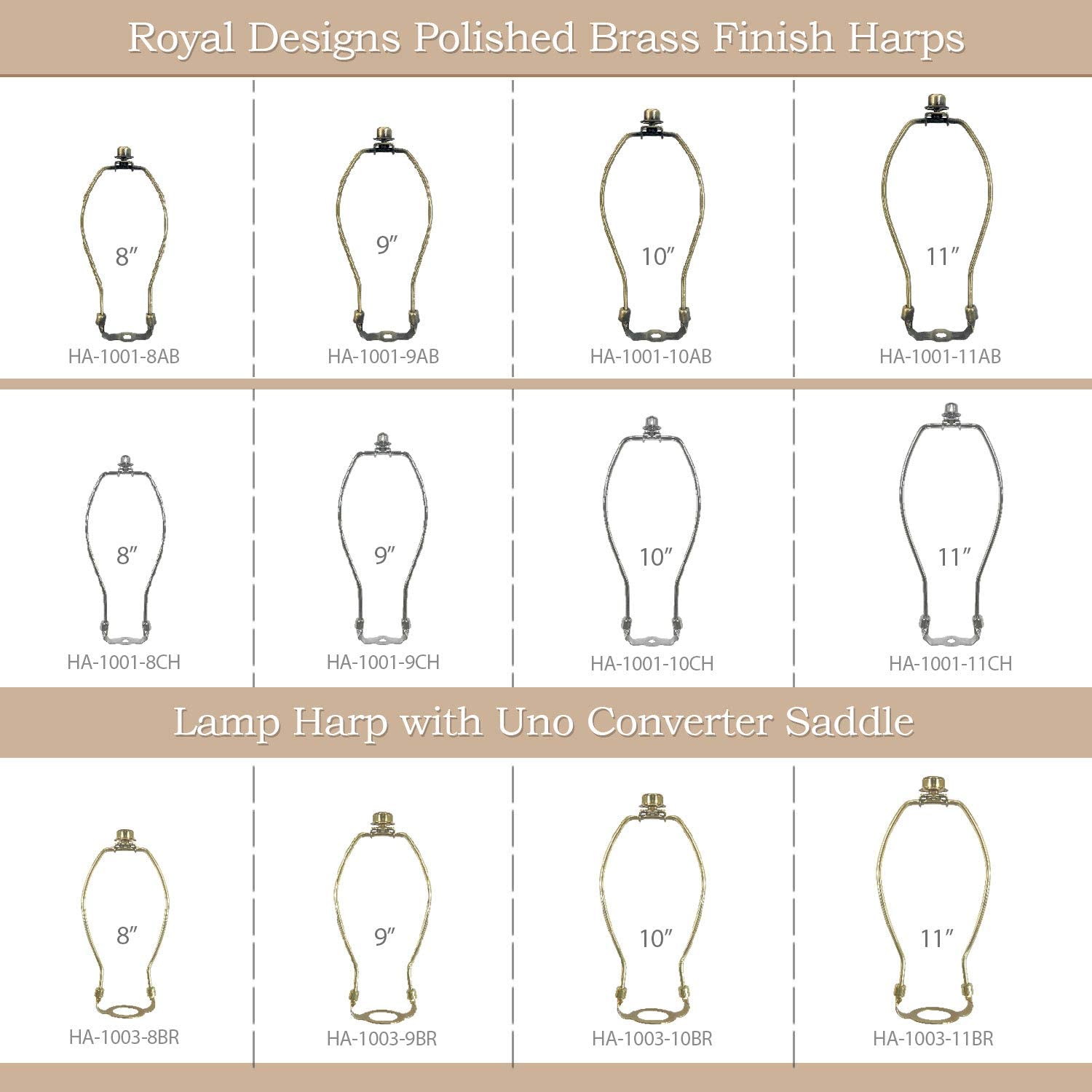11 Inch Polished Brass Lamp Shade Harp Holder with Finial - Heavy Duty DIY Repair/Replacement Part for Table & Floor Lamps - Perfect for Home Decor, Living Room, Bedroom Lighting Upgrade
