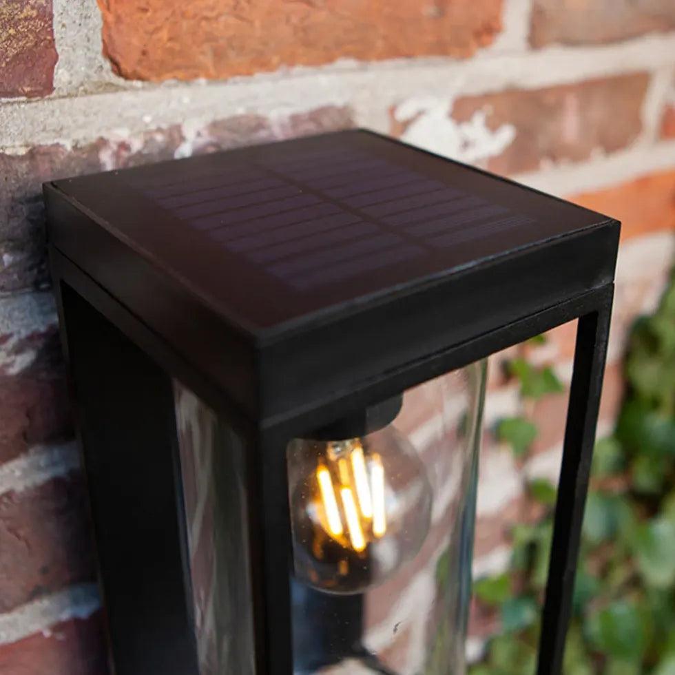 Black Solar Outdoor Wall Lantern - Waterproof & Energy-Efficient for Patio, Garden, Porch Lighting | Perfect for Backyard, Deck, and Pathway Illumination
