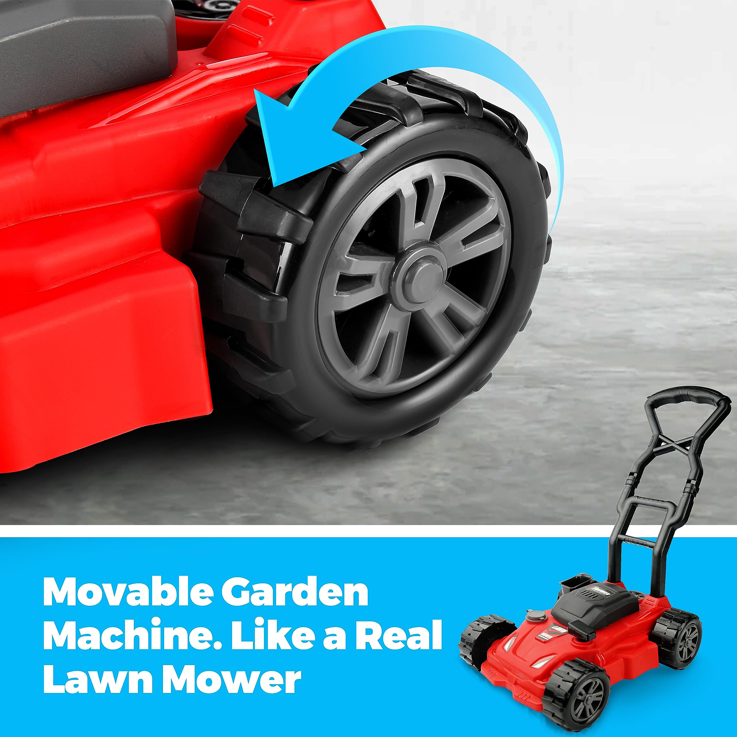 Toy Choi's Kids Pretend Play Lawn Mower - Outdoor Push Toy for Boys & Girls Ages 3-8 | Preschool Gardening Toy Set with Realistic Sounds | Developmental Push Toy for Toddlers | Perfect for Backyard Play, Role-Playing & Early Childhood Learning
