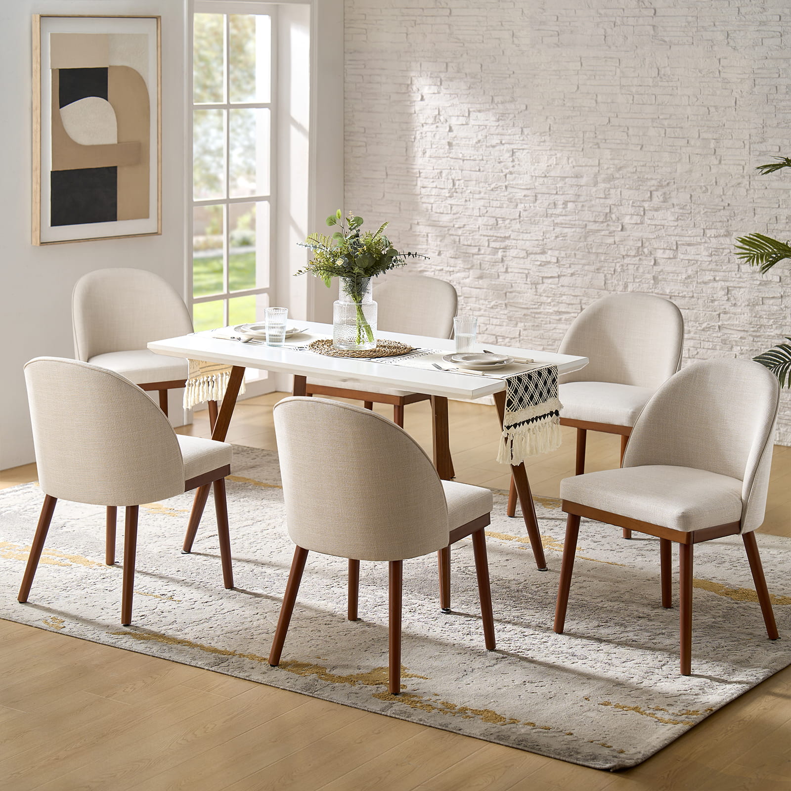 Serta Upholstered Dining Chairs with Solid Wood Legs - Comfortable Modern Kitchen & Dining Room Seating (Set of 2/4/6) for Home, Restaurant, or Office Use