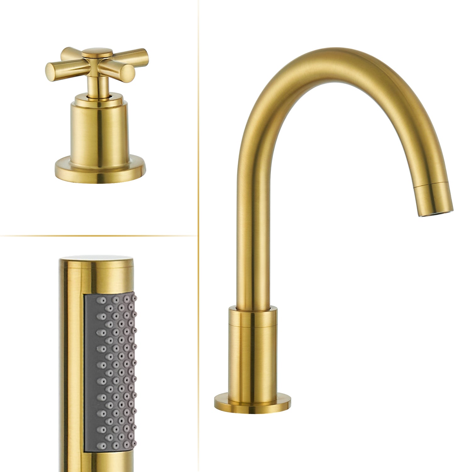 Sorlia Deck Mount Roman Tub Faucet with Cross Handles and Hand Shower - Perfect for Bathroom Renovation and Luxury Spa Experience
