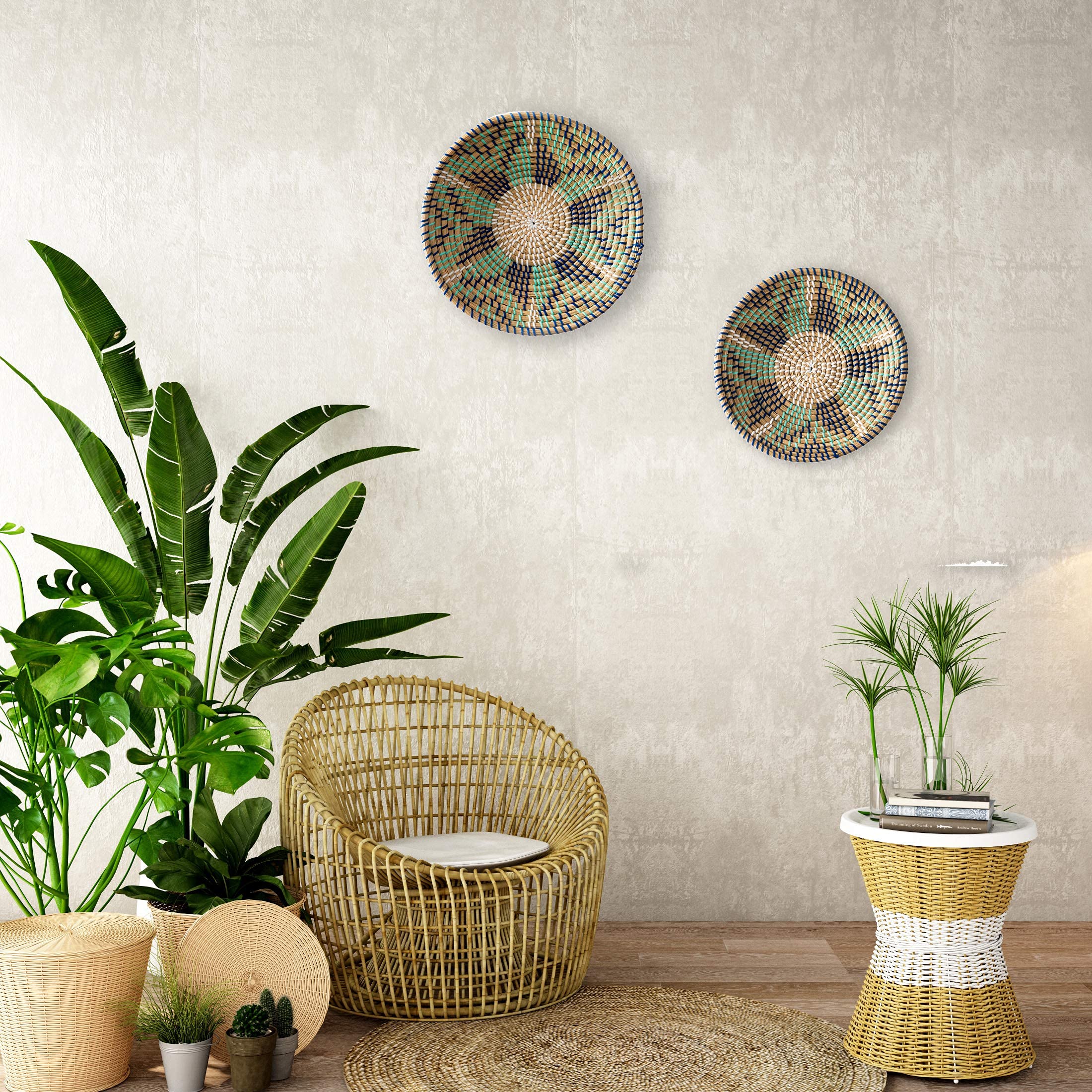 Natural Seagrass Woven Wall Basket - 13.7