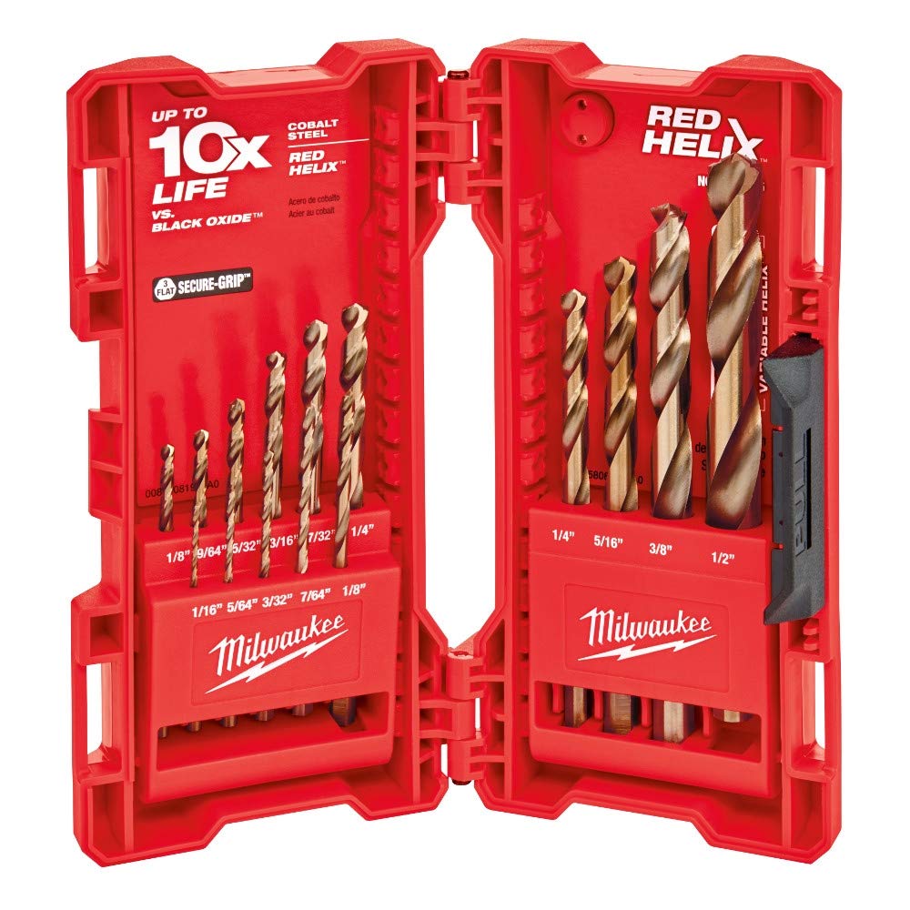 Milwaukee 48-89-2331 15-Piece Cobalt RED HELIX Drill Bit Set - Perfect for Metal, Wood & Masonry Drilling | Professional & DIY Projects