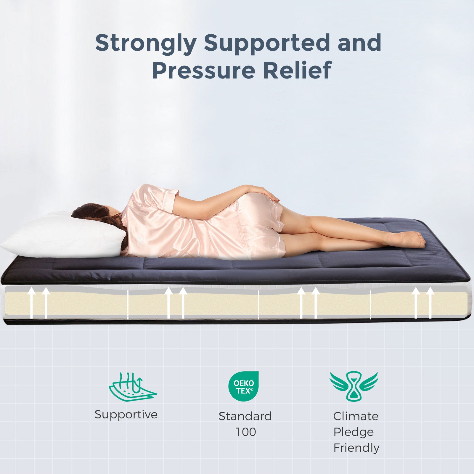 MAXYOYO 6-Inch Extra Thick Floor Futon Mattress - Black | Foldable Guest Bed, Dorm Room Essentials, Camping & Home Office Sleeping Solution
