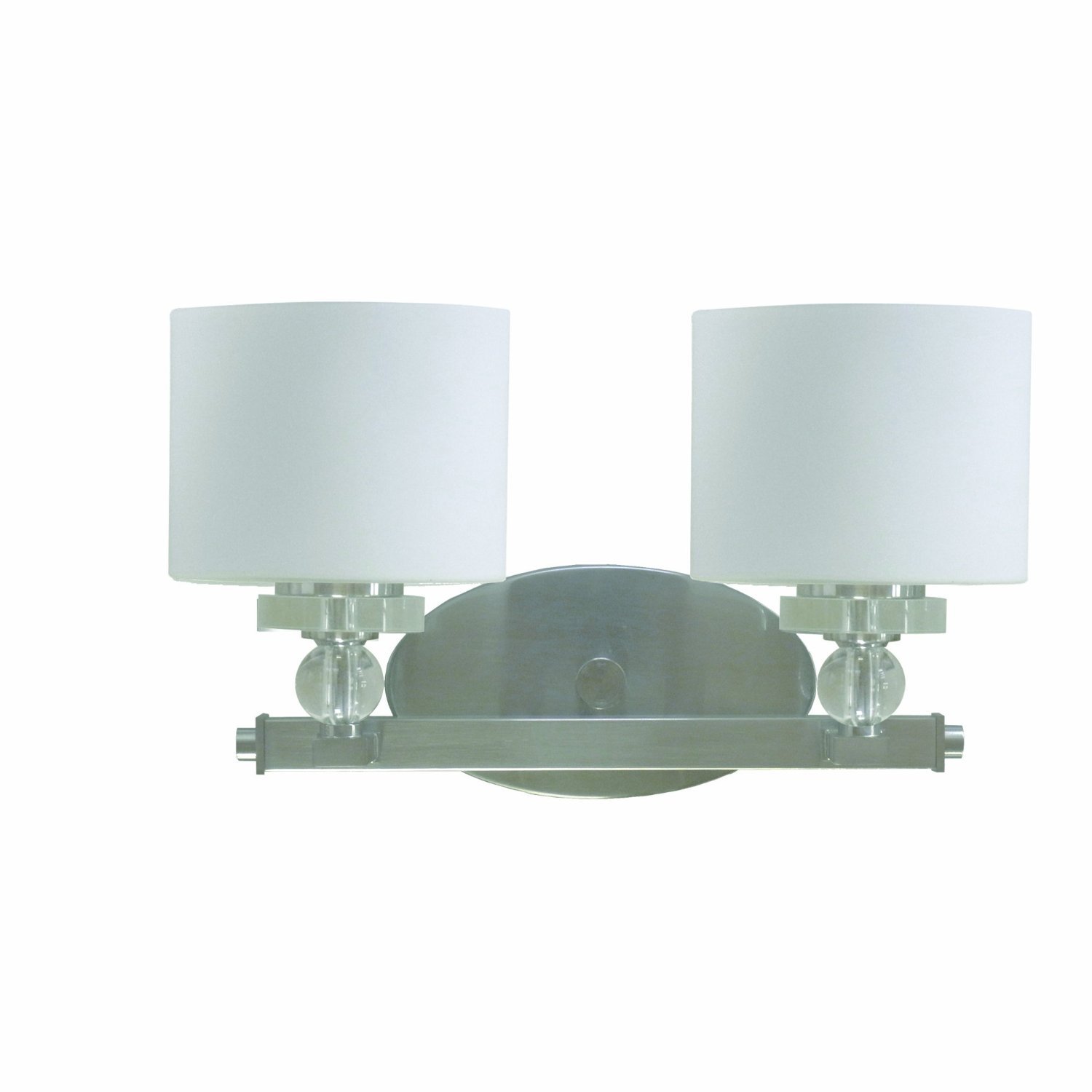 Mitchell Peak 2-Light Bathroom Vanity Light Fixture - Satin Steel Finish with Dove White Glass Shades - Perfect for Modern Bathroom, Powder Room, and Dressing Area Lighting