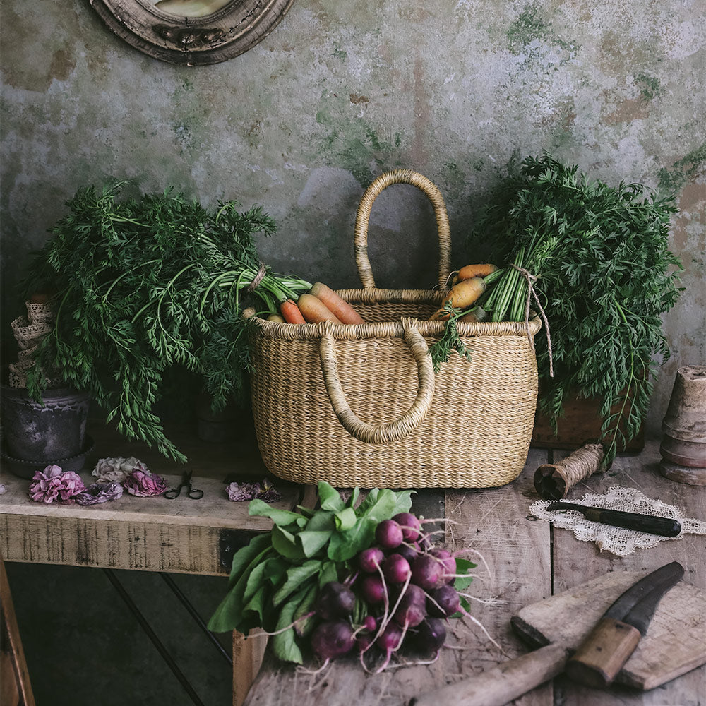 Stylish Petite Basket Tote Bag for Women - Lightweight Woven Handbag with Leather Handles - Perfect for Beach, Picnic, Shopping & Daily Use
