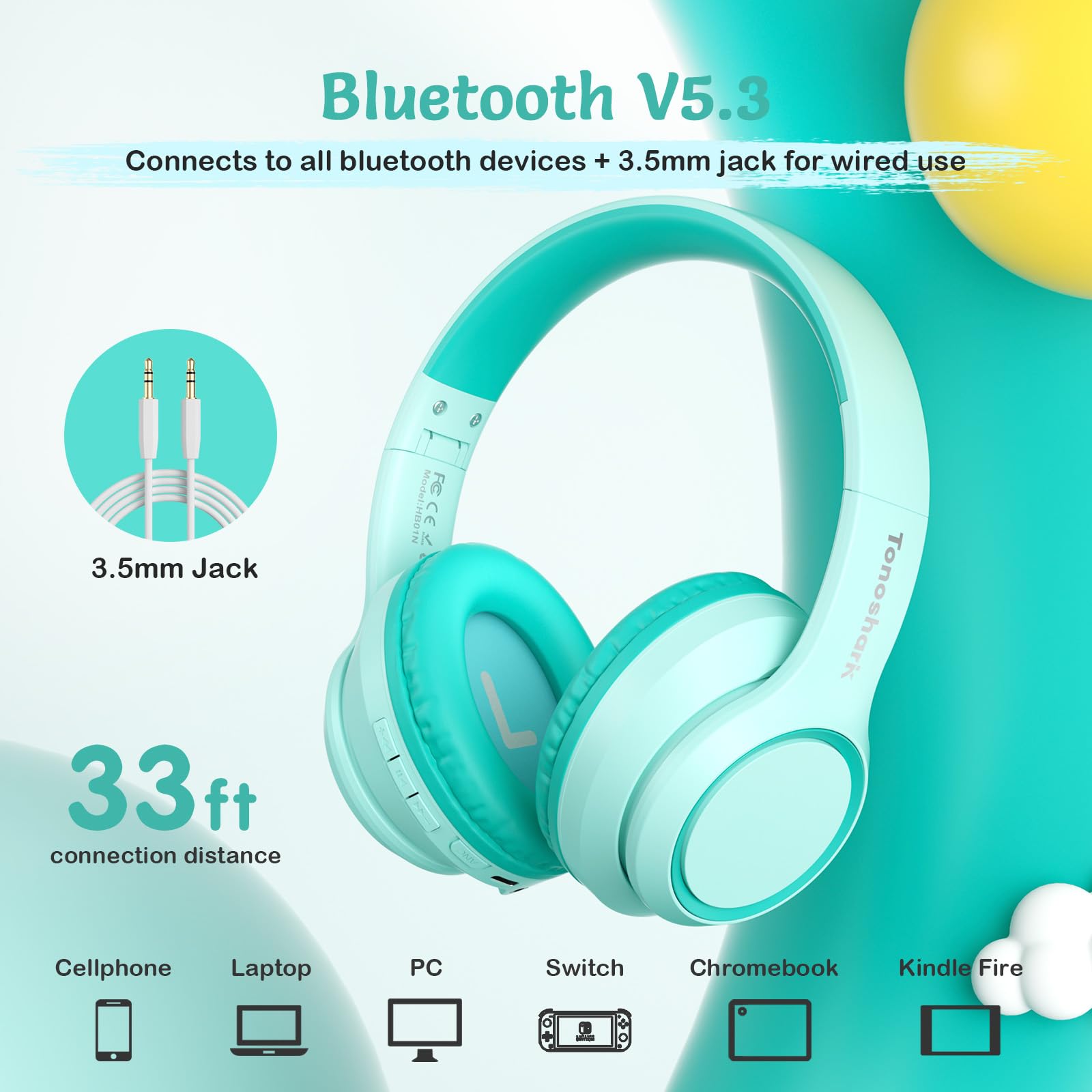 Best Kids Wireless Bluetooth Headphones with Active Noise Cancelling - 60H Playtime, Built-in Mic, Over-Ear Design for Home, School, Travel & Party - Includes Portable Carrying Case - Perfect for Learning, Gaming & Long Flights