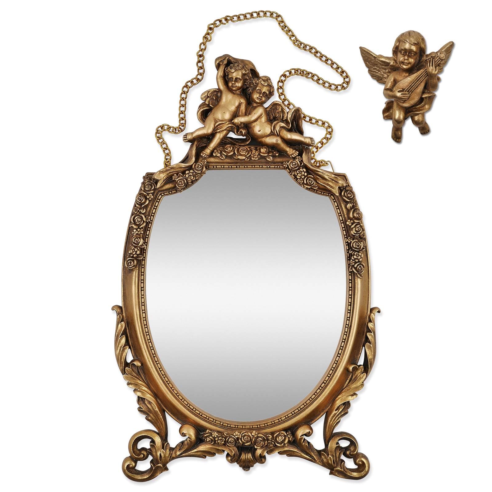 SIMON'S SHOP 8x10 Baroque Style Picture Frames & Wall Mirror Set - Elegant Home Decor for Living Room, Bedroom, or Office Display