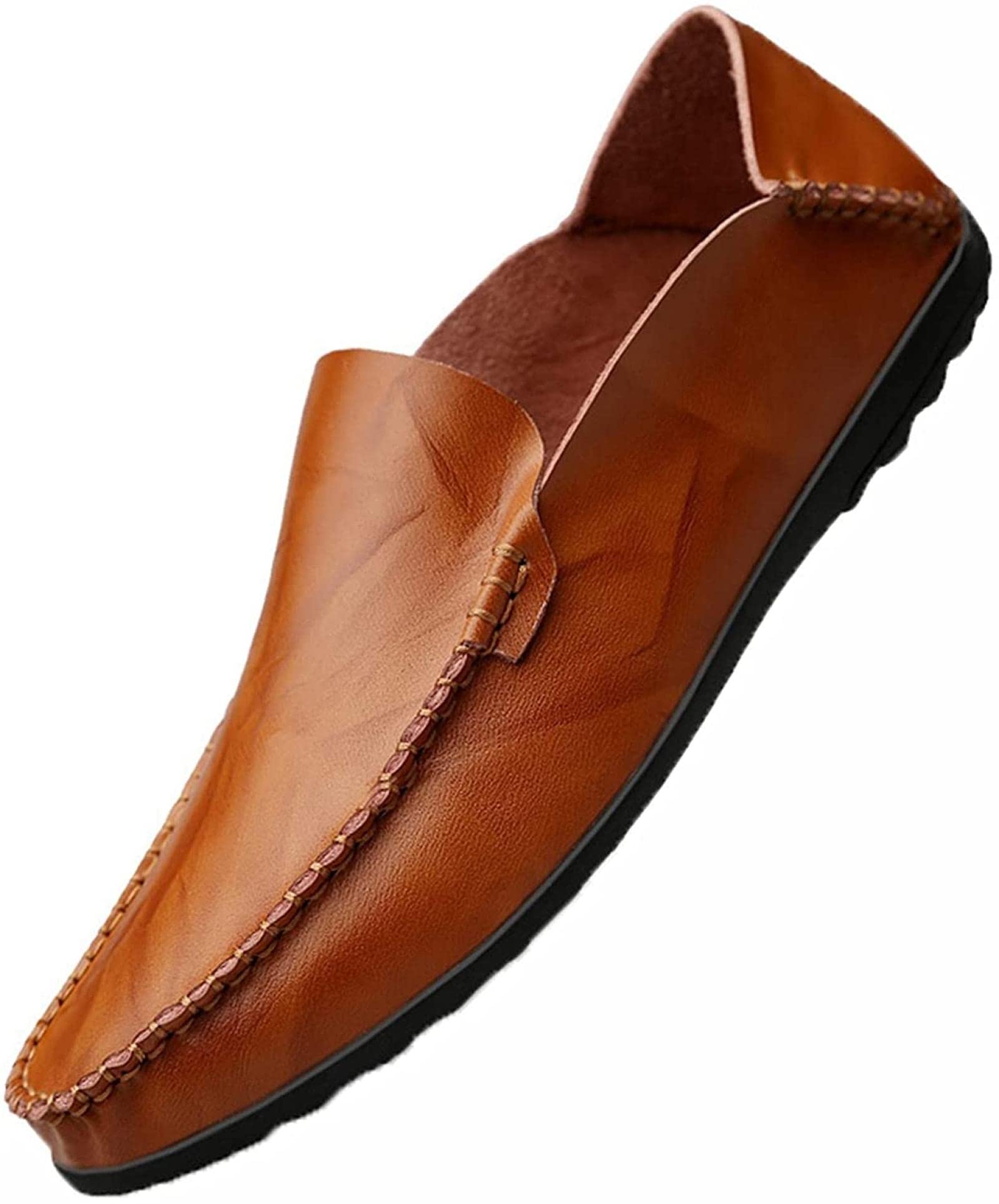 Samtiny Men's Casual Leather Shoes - Handmade Round Toe Business Loafers for Work, Office & Driving | Comfortable Slip-On Flat Shoes for Daily Wear & Professional Occasions