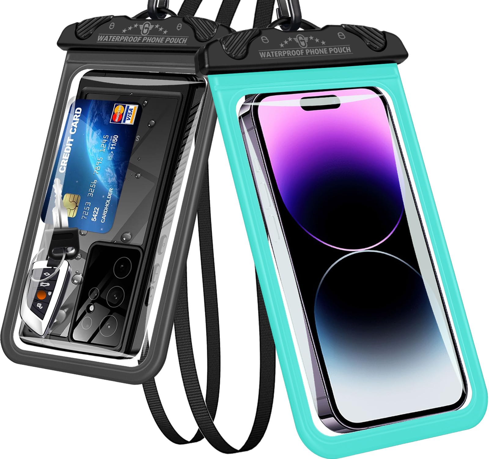 2 Pack Waterproof Phone Pouch for iPhone 16 15 14 13 12 Pro Max & Galaxy S24 S23 Ultra - IPX8 Waterproof Phone Case Dry Bag with Lanyard - Perfect for Beach, Swimming, Cruise, Kayaking & Water Sports