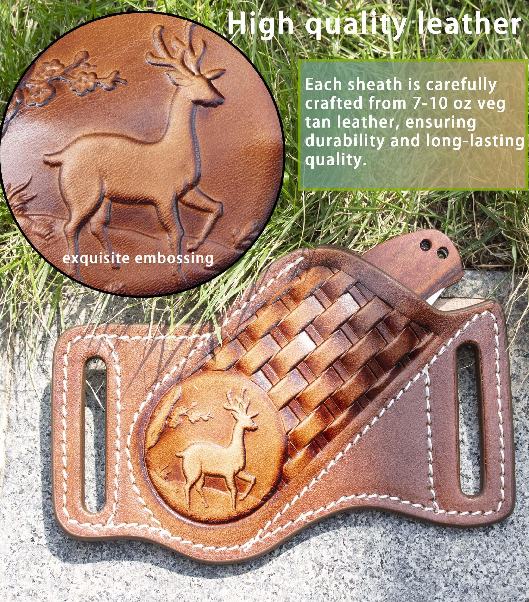 Durable Leather Knife Sheath for Belt - Fits 4